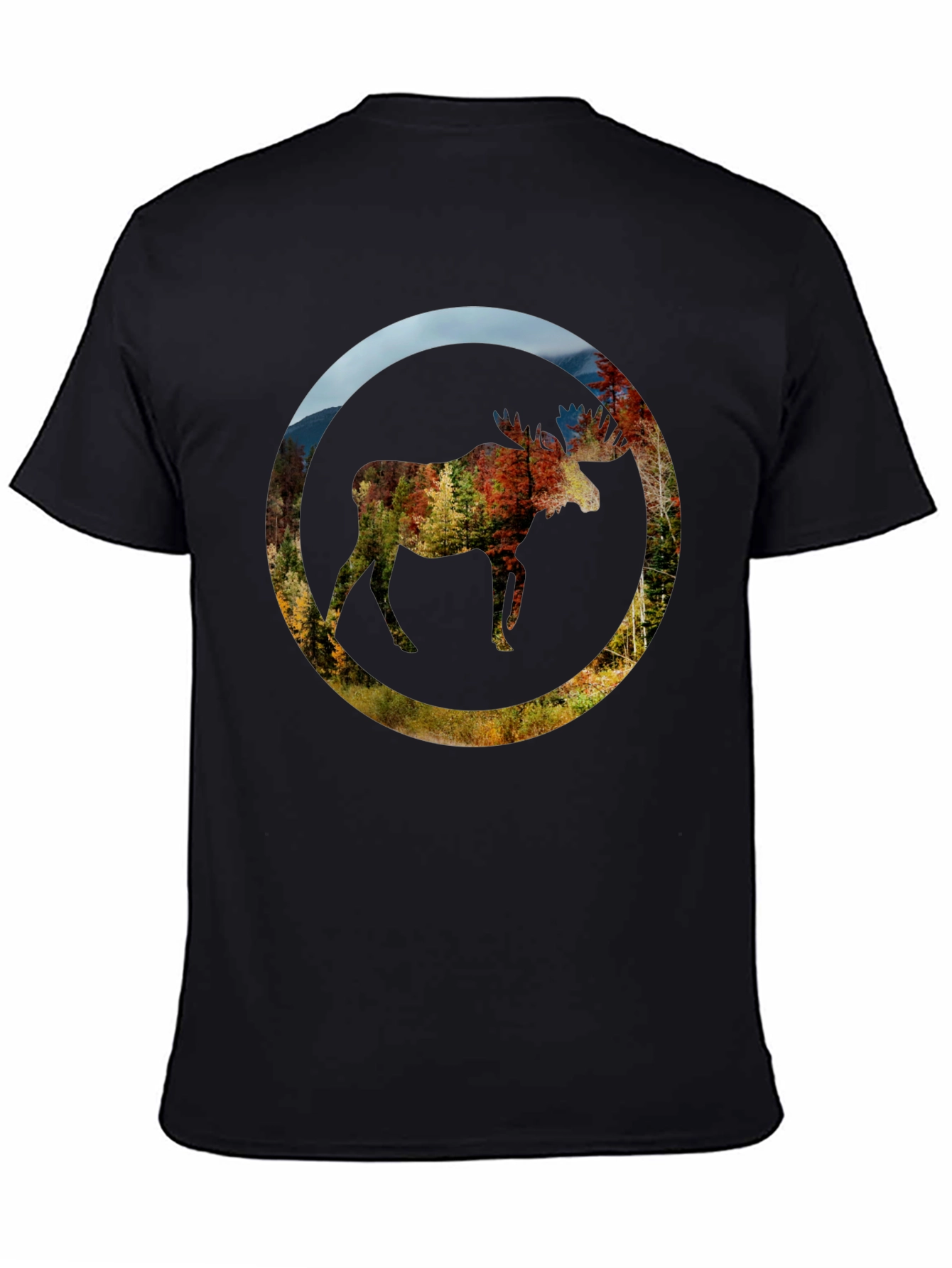 Black Nature Moose Graphic Black T-Shirt view 4