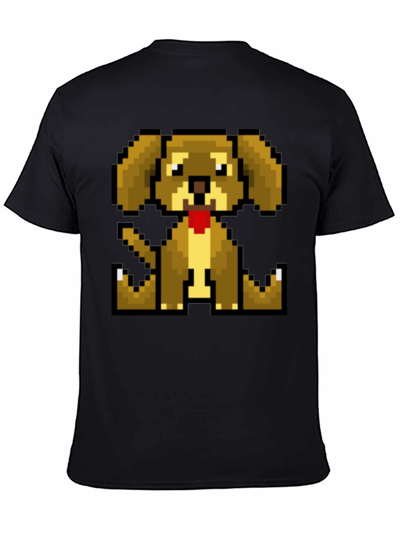 Black Pixelated Dog T-Shirt - Retro Gaming Style view 4