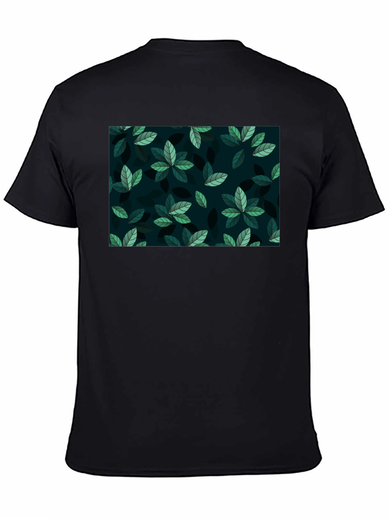 Black Leaf Pattern Crew Neck T-Shirt view 4