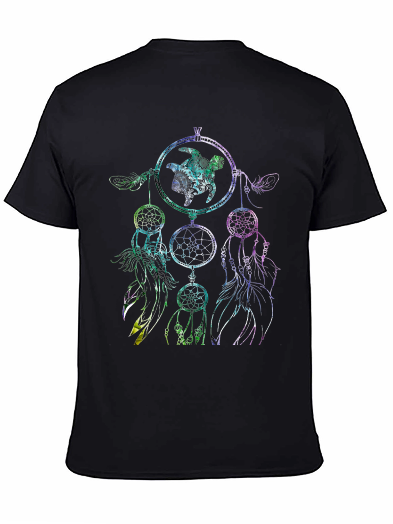 Black Dreamcatcher Turtle Graphic Tee - Black view 4