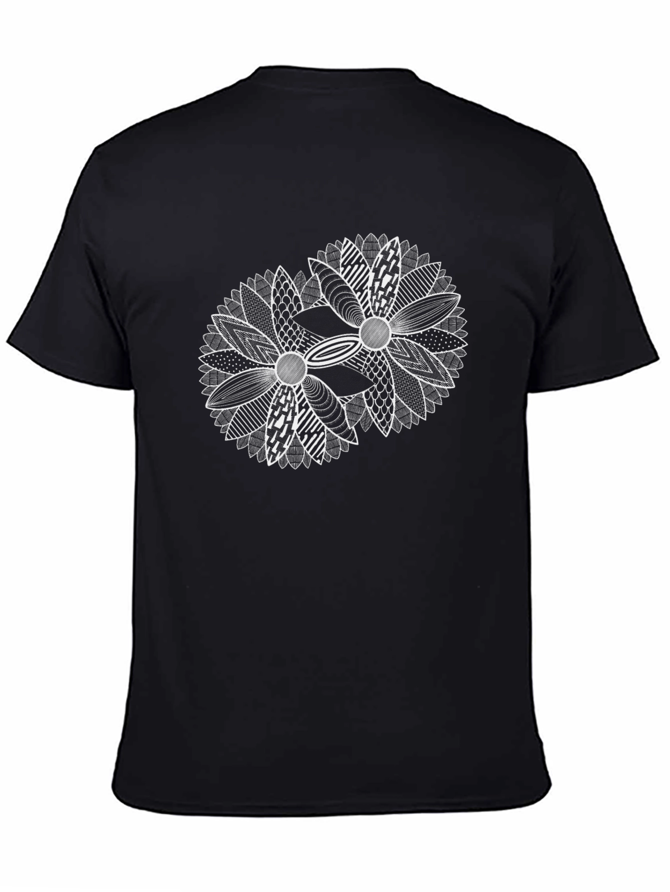 Black Modern Floral Graphic Tee - Black view 4
