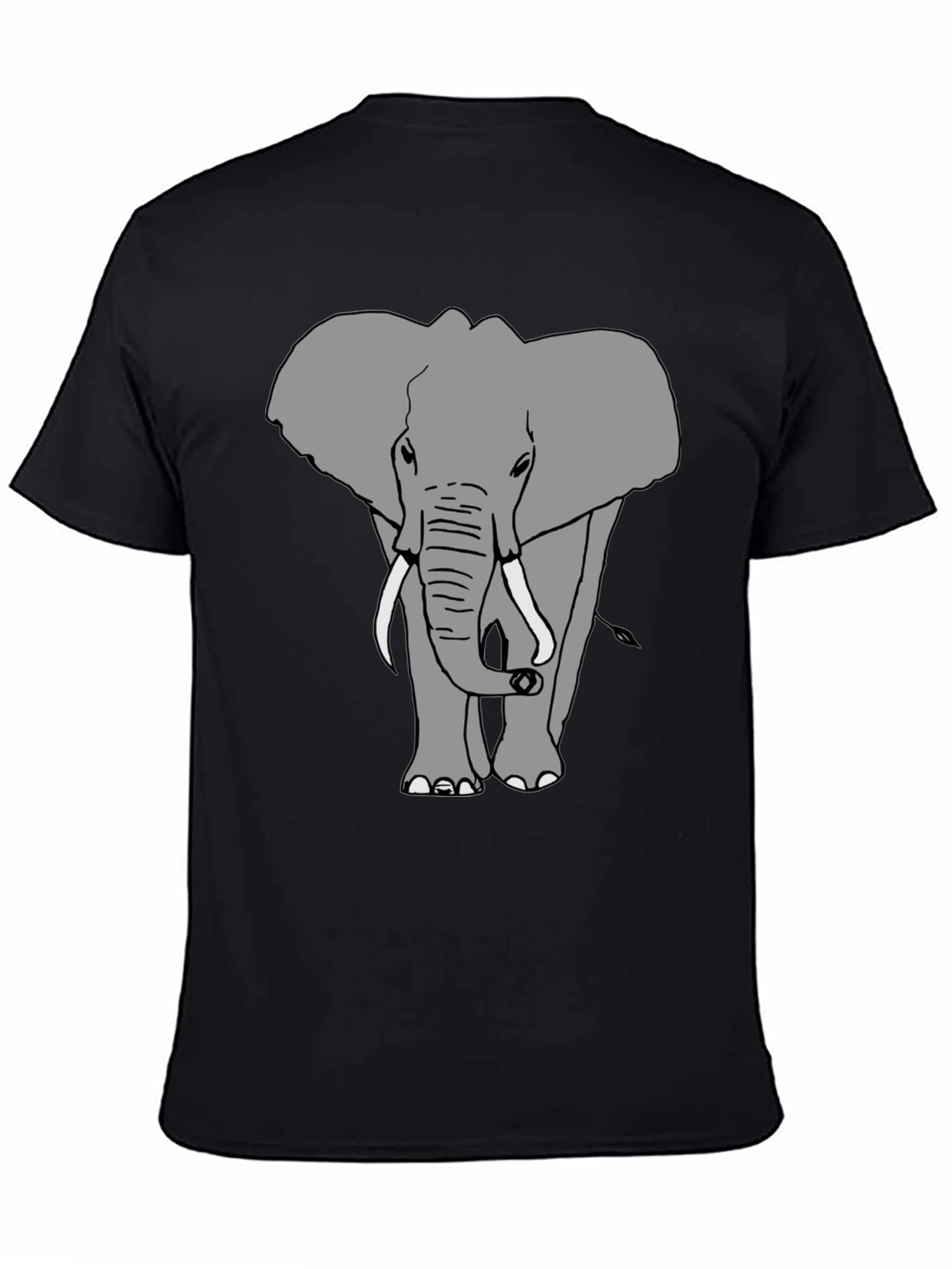 Black Elephant Graphic Print Crew Neck Tee - Black view 4