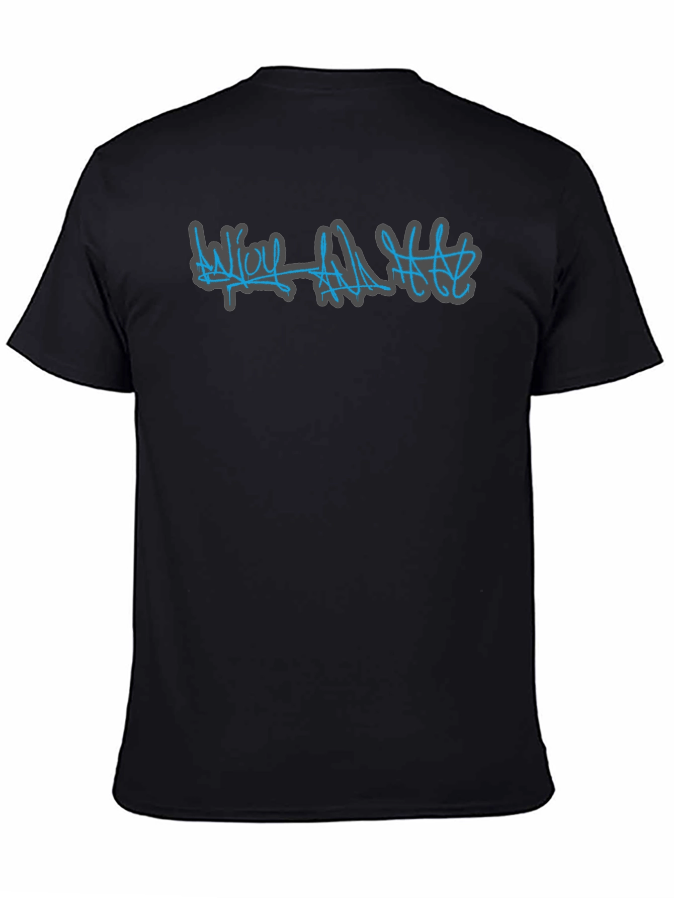 Black Edgy Graphic Tee - "Enjoy All Hats" Black Crew Neck Shirt view 4