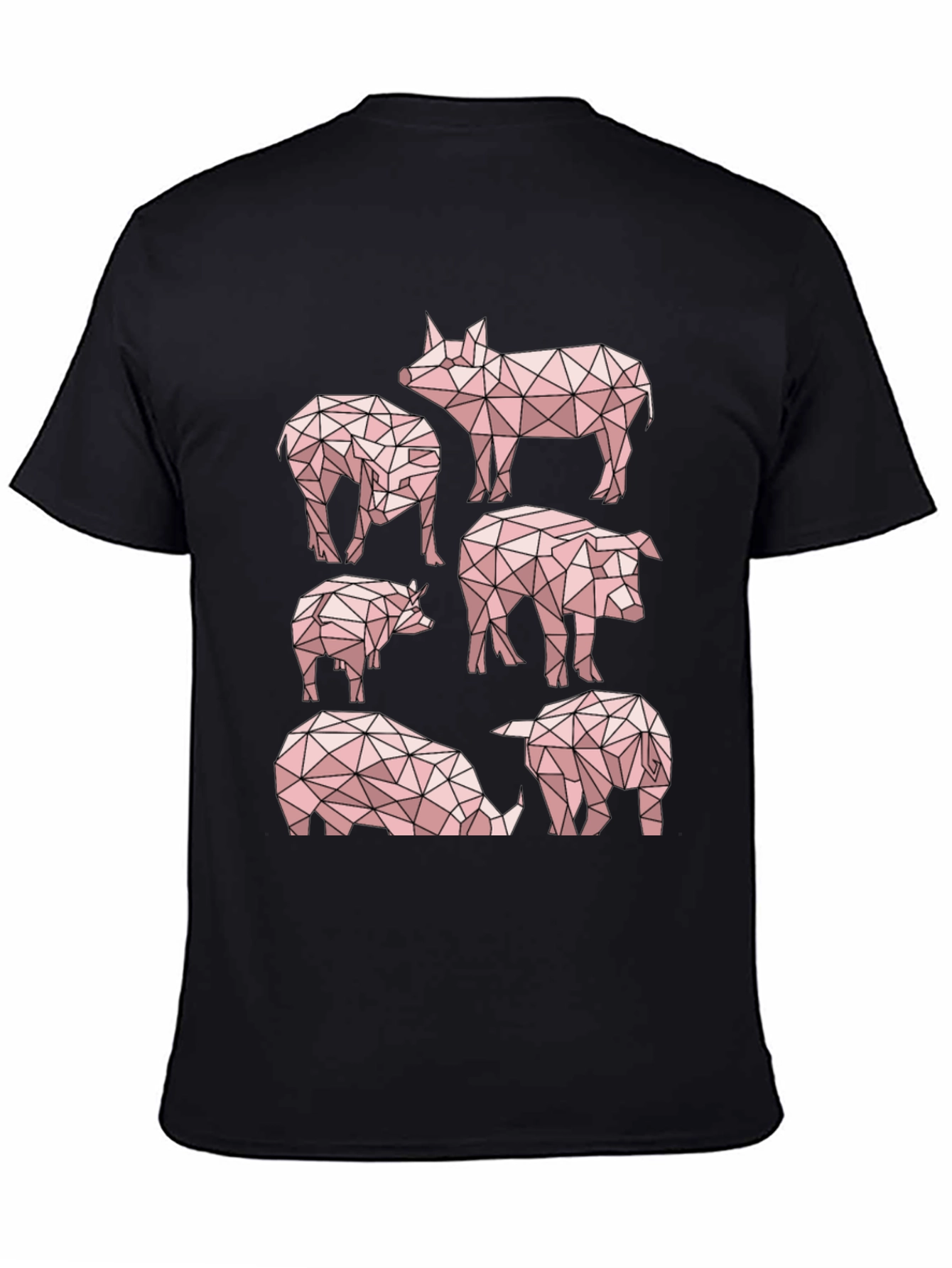 Black Geometric Pig T-Shirt - Unique Design view 4