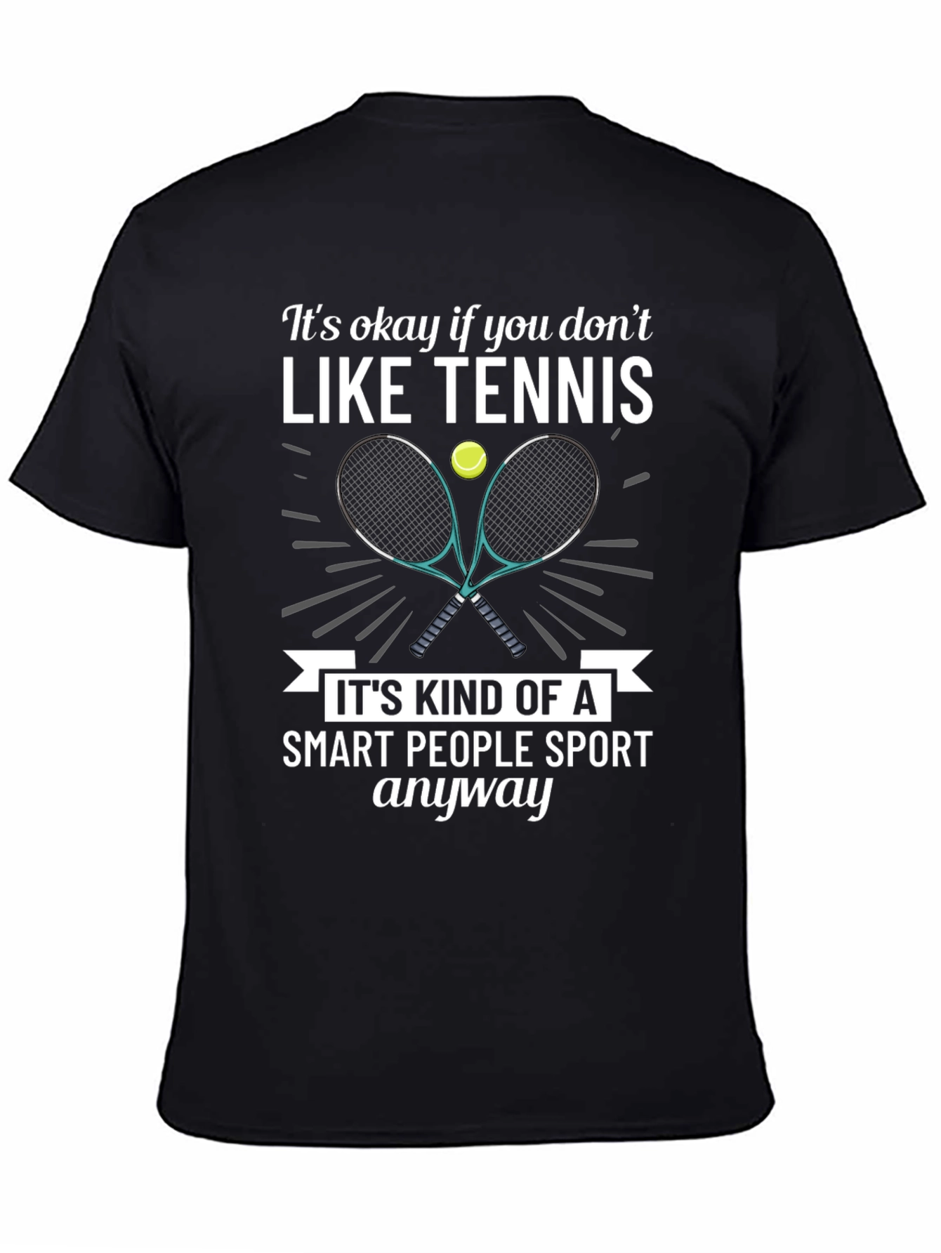 Black Funny Tennis T-Shirt - Smart People Sport Tee view 4