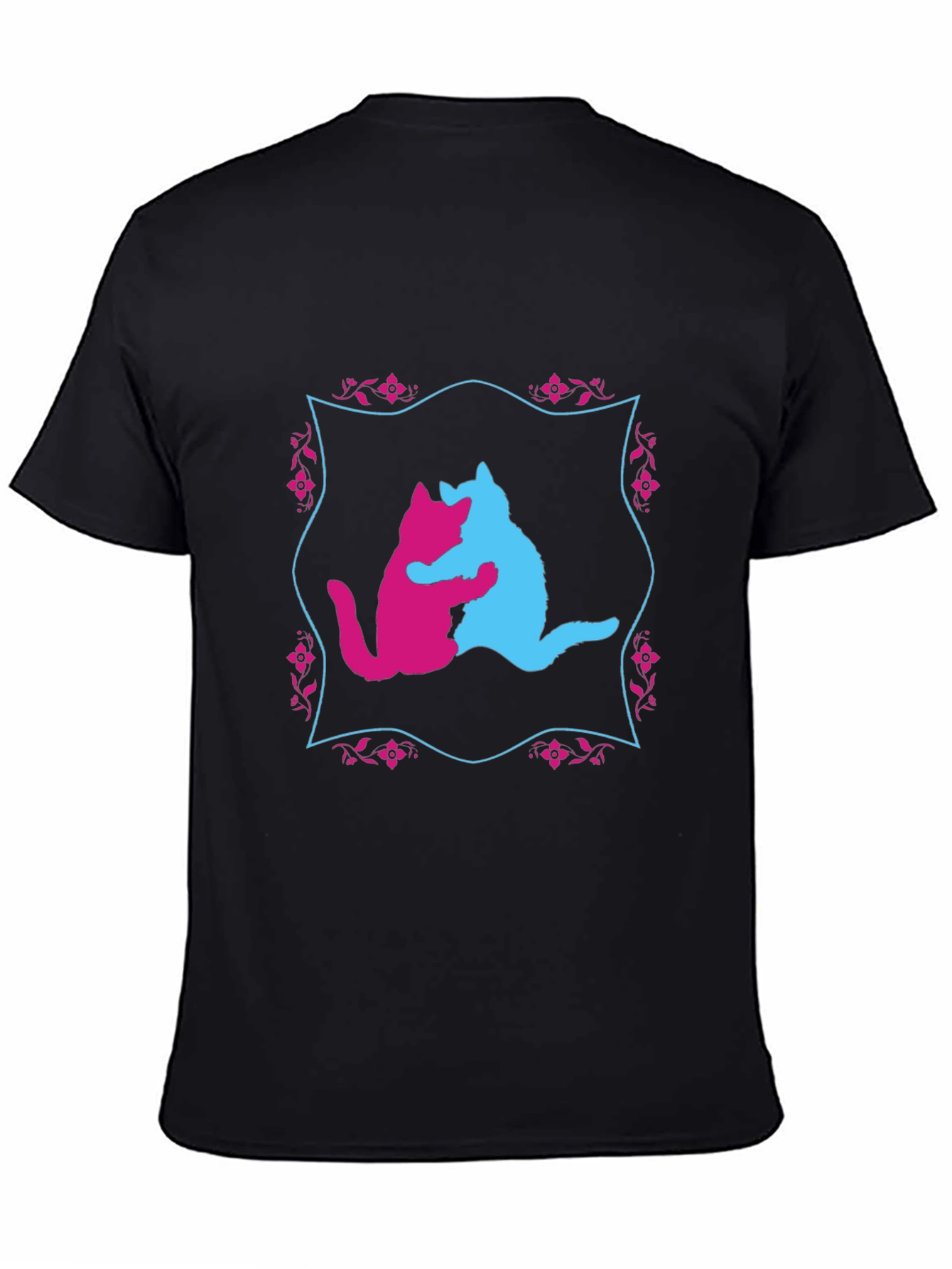 Black Hugging Cats Graphic T-Shirt - Unique Design view 4