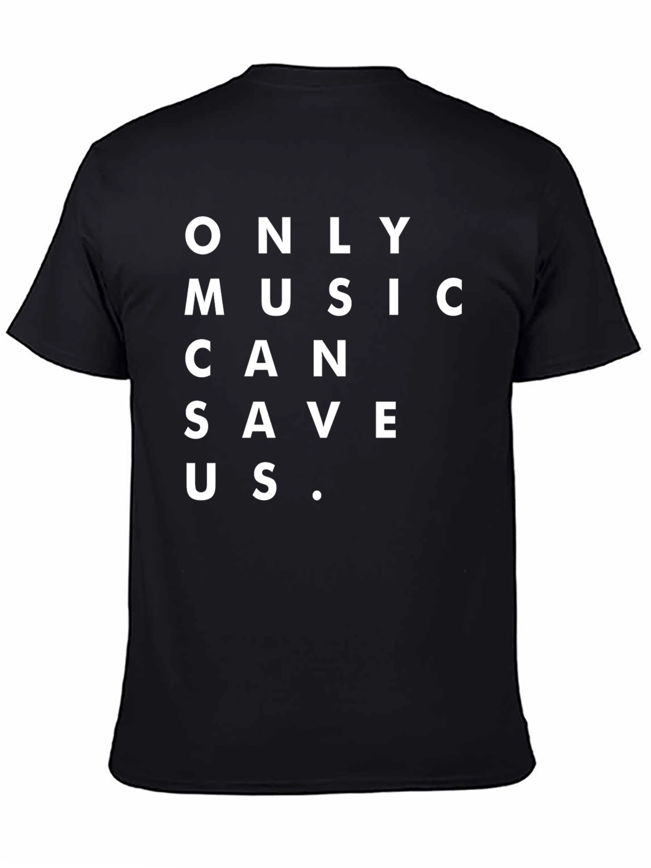 Black Only Music Can Save Us T-Shirt - Black Cotton Tee view 4