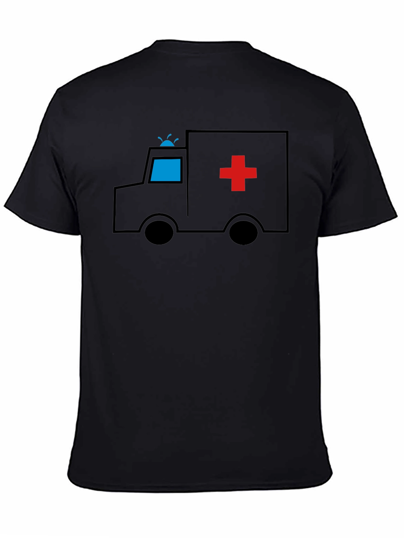 Black Cartoon Ambulance Black T-Shirt view 4