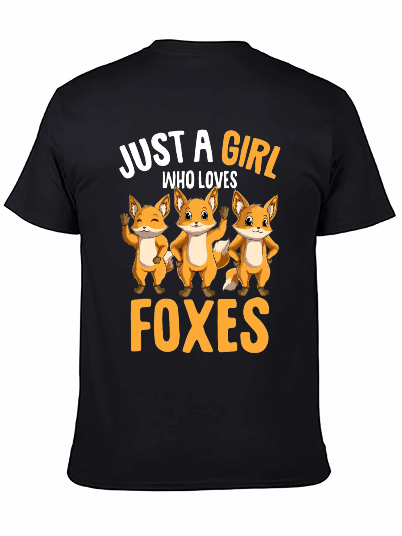 Black Just A Girl Who Loves Foxes T-Shirt view 4