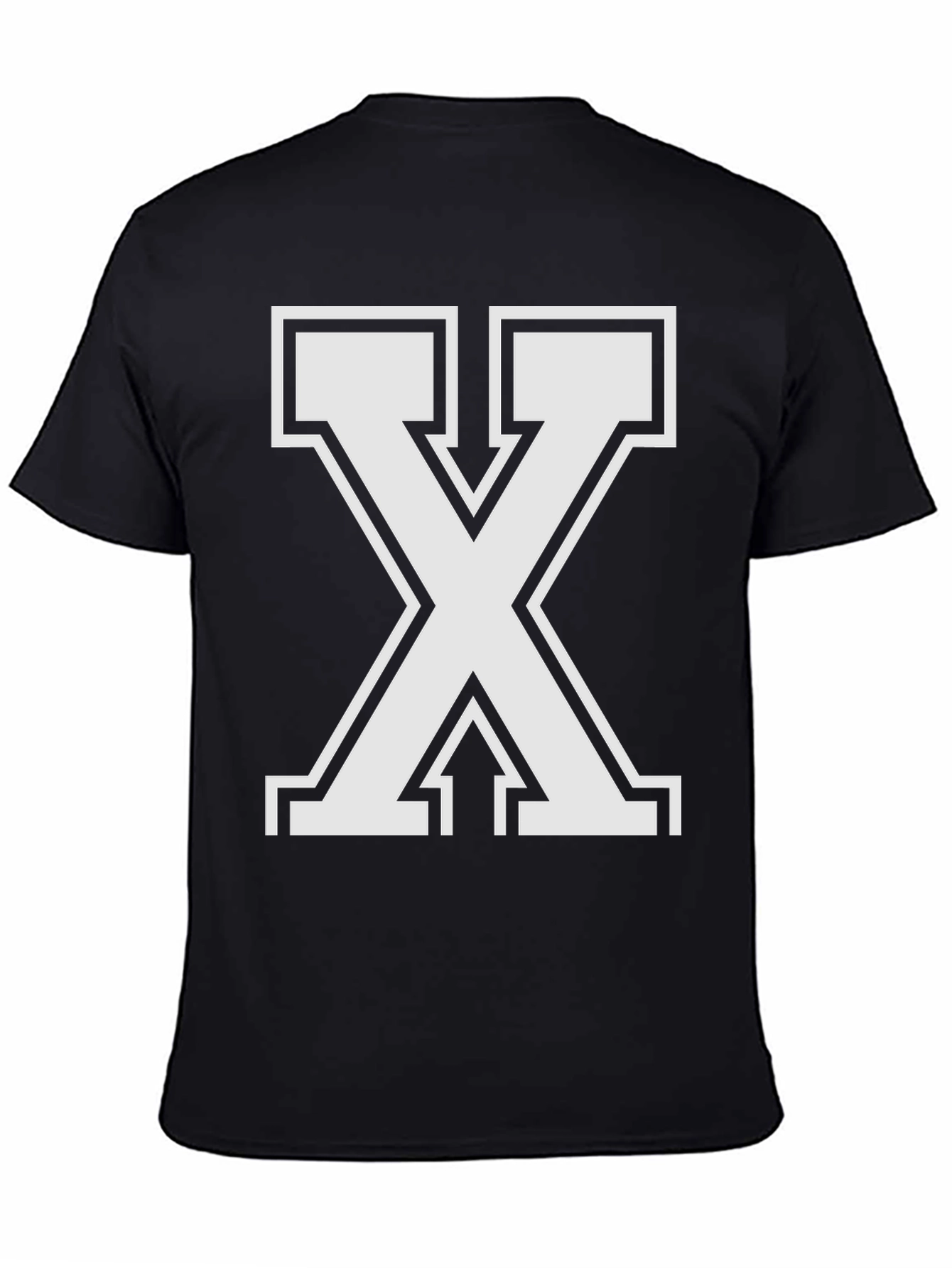 Black Bold Letter X Graphic Tee - Black Cotton Blend view 4