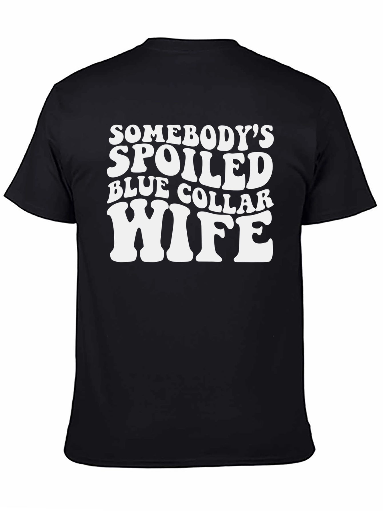 Black Spoiled Wife Graphic T-Shirt - Black Crew Neck Tee view 4