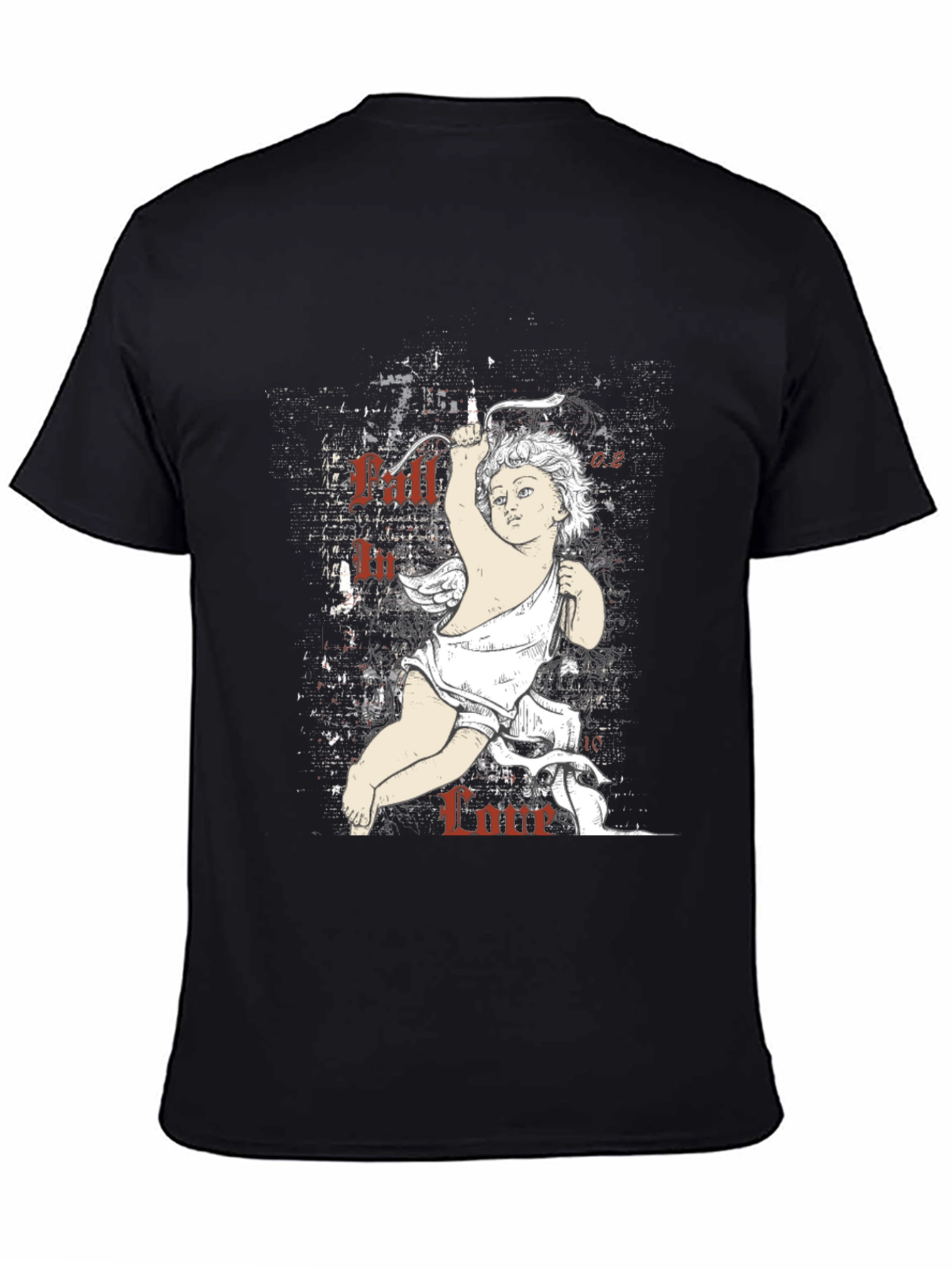 Black Fall In Love Cupid Graphic Tee view 4