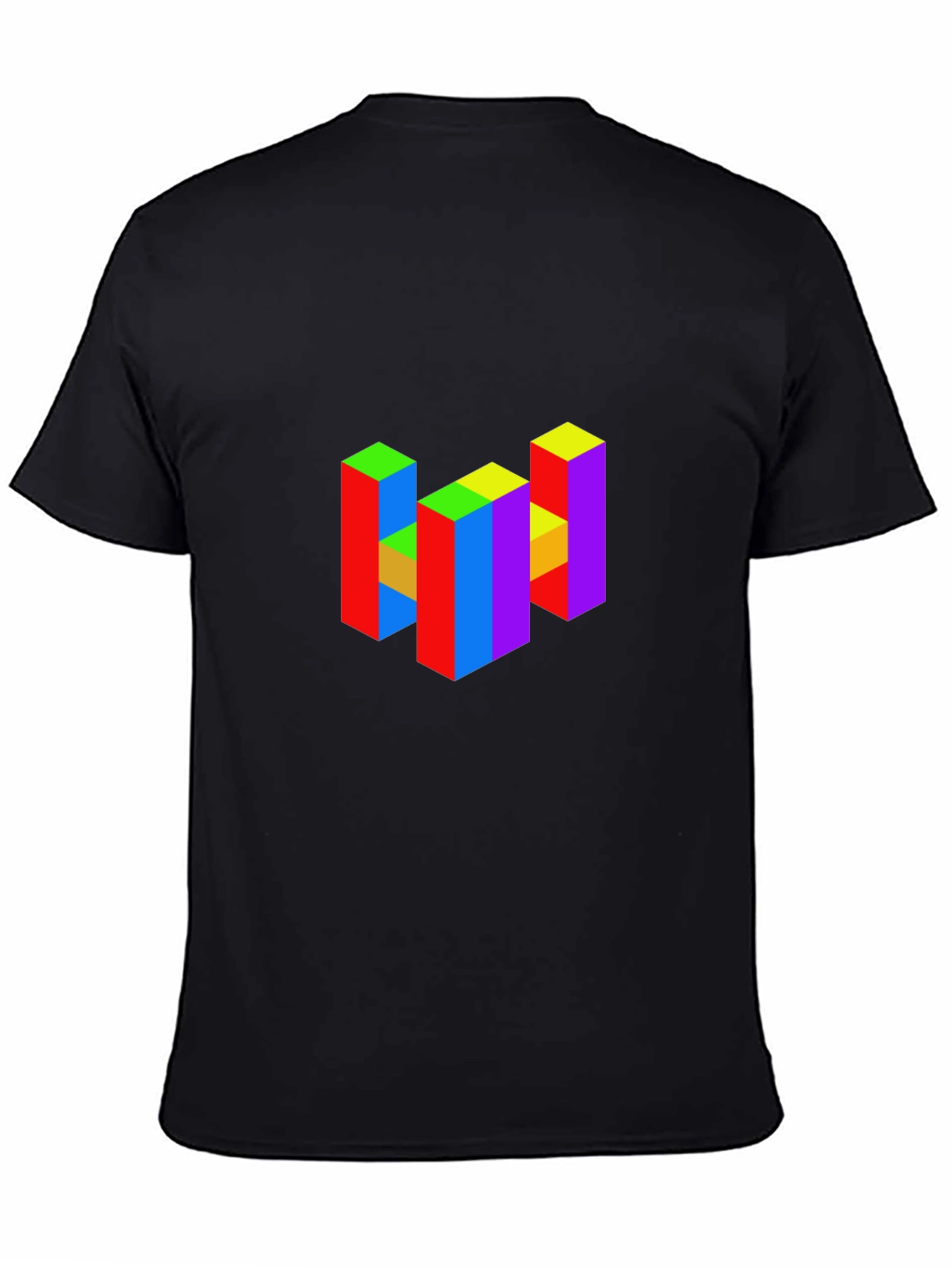 Black Colorful 3D Block Graphic T-Shirt view 4