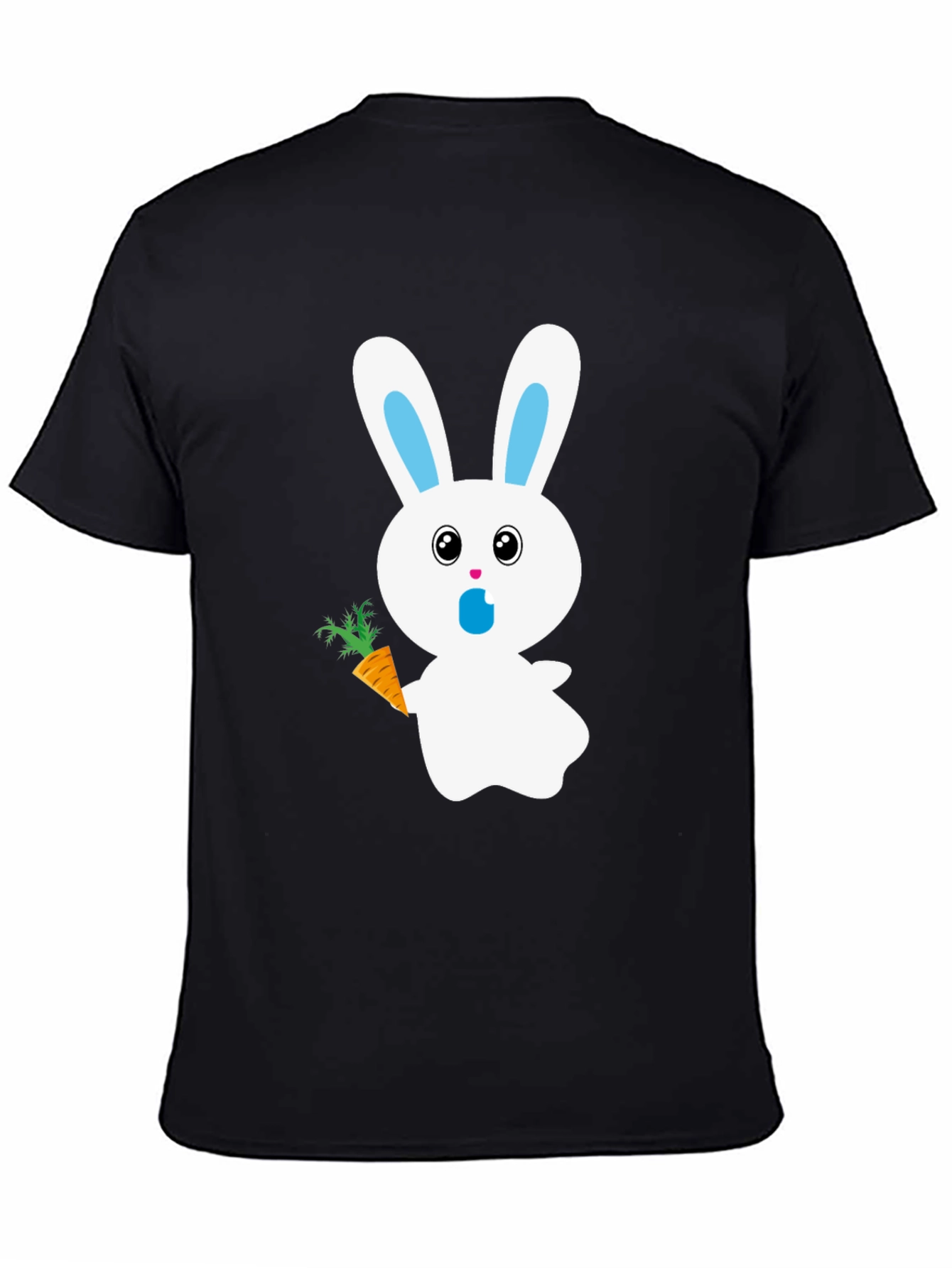 Bunny with Carrot Graphic Tee - Black Cotton T-Shirt - 4