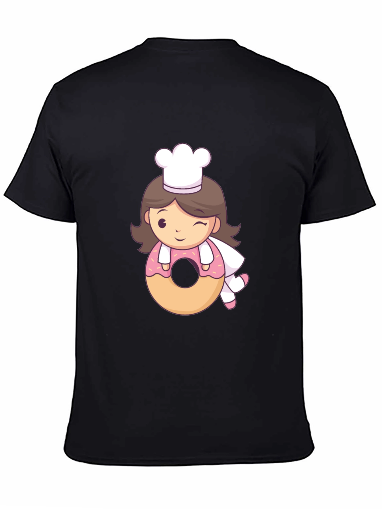 Black Chef Donut T-Shirt - Cute Cartoon Style! view 4
