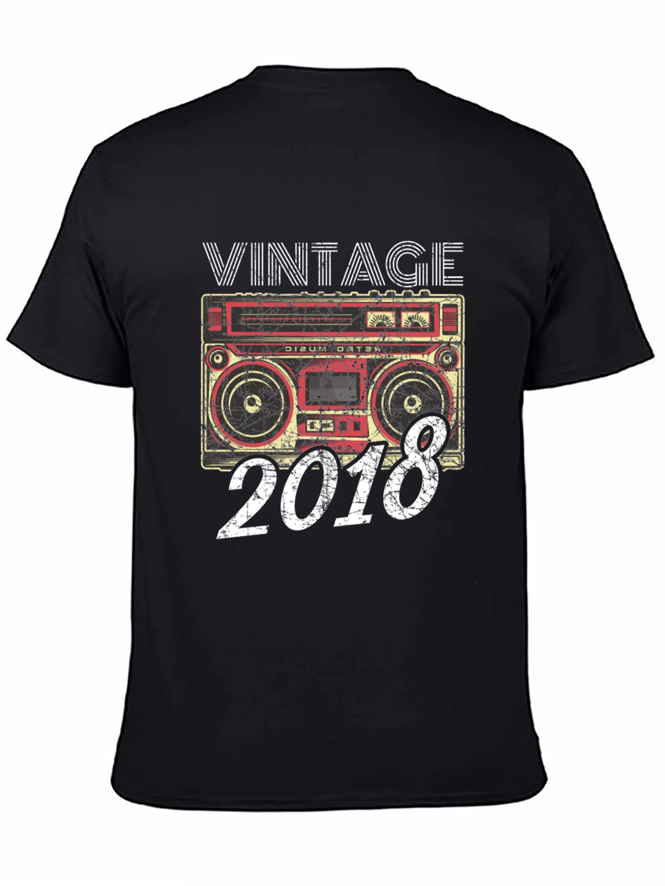 Black Vintage 2018 Boombox T-Shirt view 4