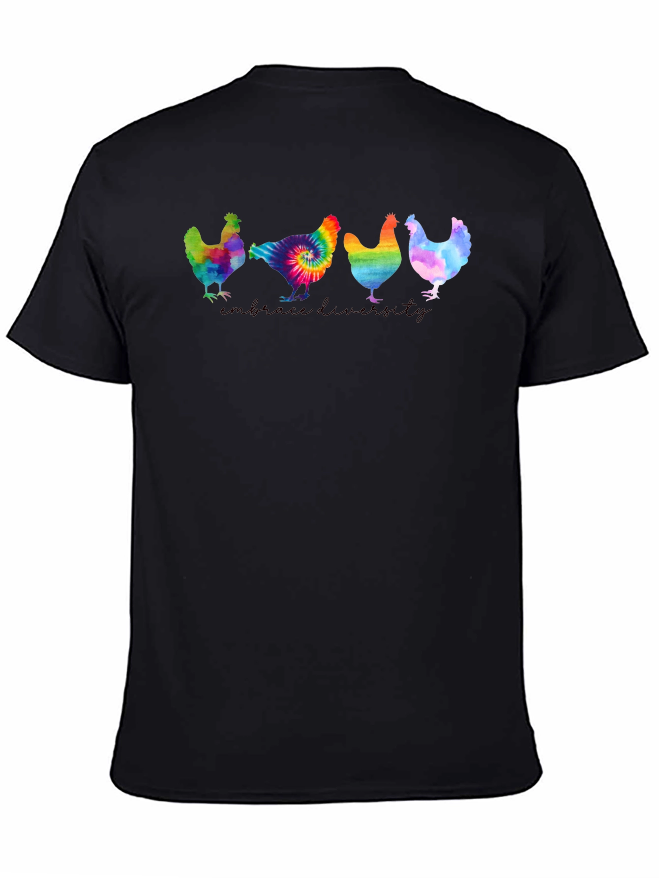 Black Embrace Diversity Chickens Graphic Tee view 4