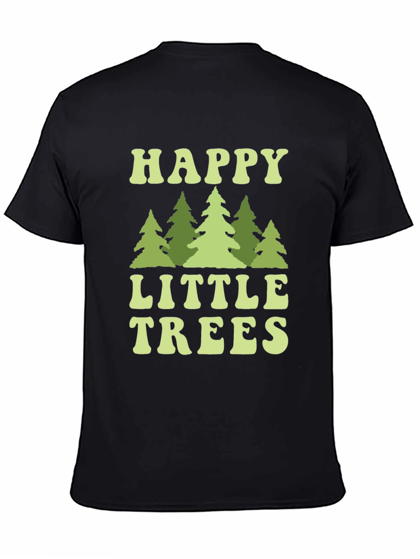 Black Happy Little Trees Graphic T-Shirt view 4