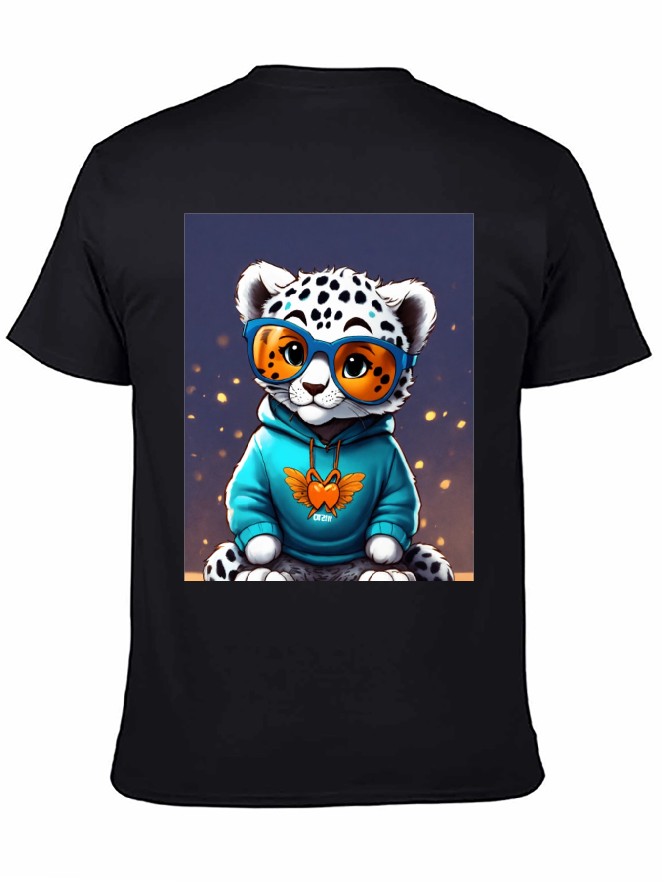 Black Cool Cat Tee - Funky Leopard Graphic T-Shirt view 4