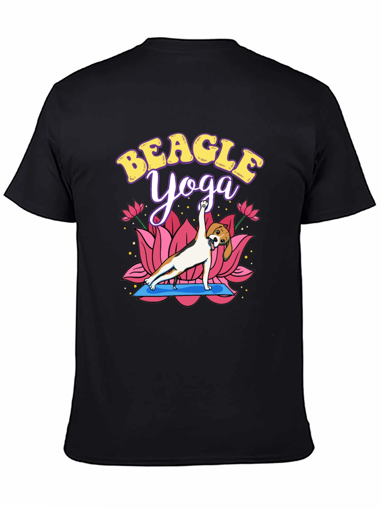 Black Beagle Yoga T-Shirt - Cute Dog Lotus Pose Tee view 4