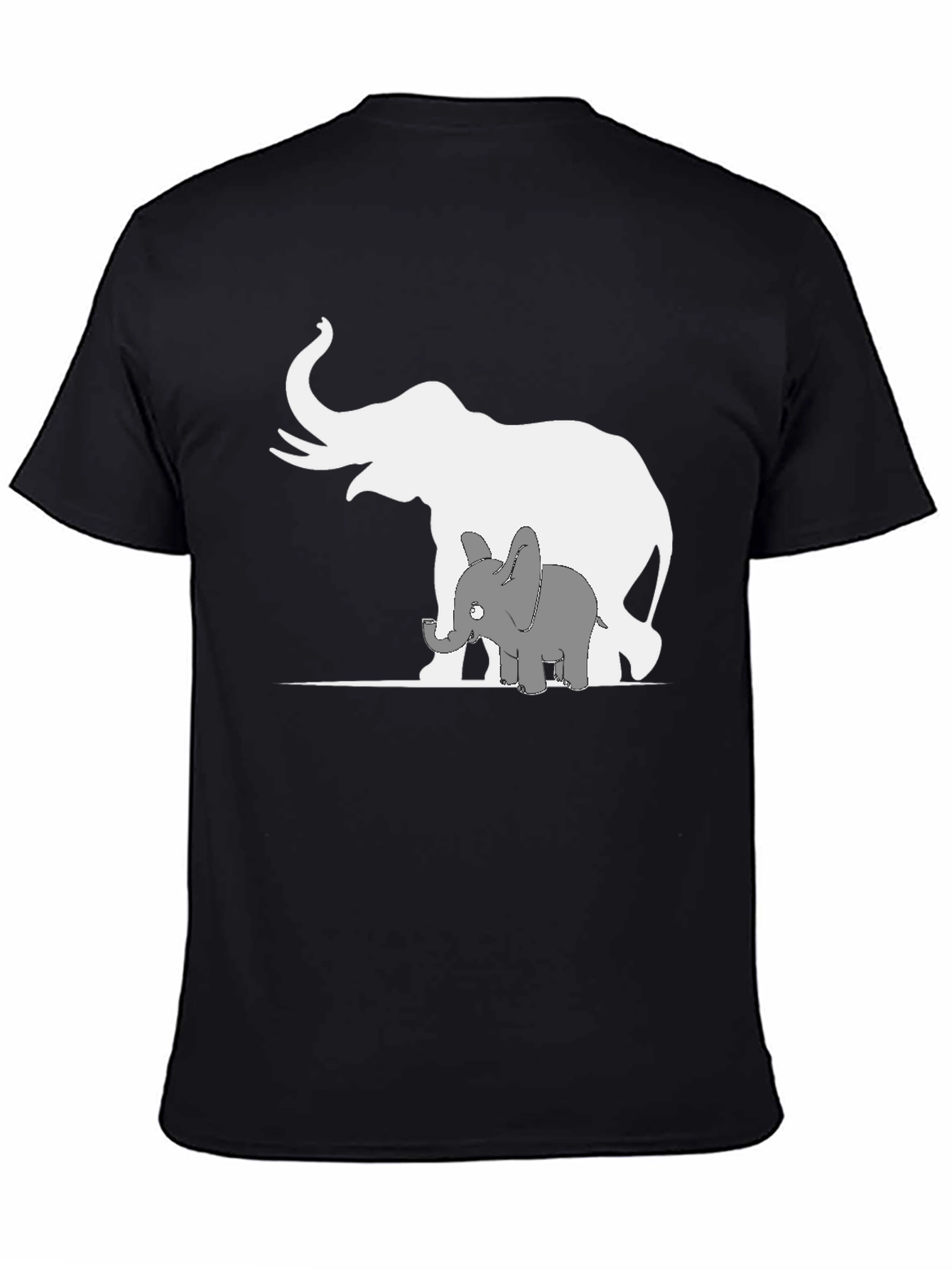 Black Elephant Family Graphic Tee - Black Cotton Casual Shirt view 4