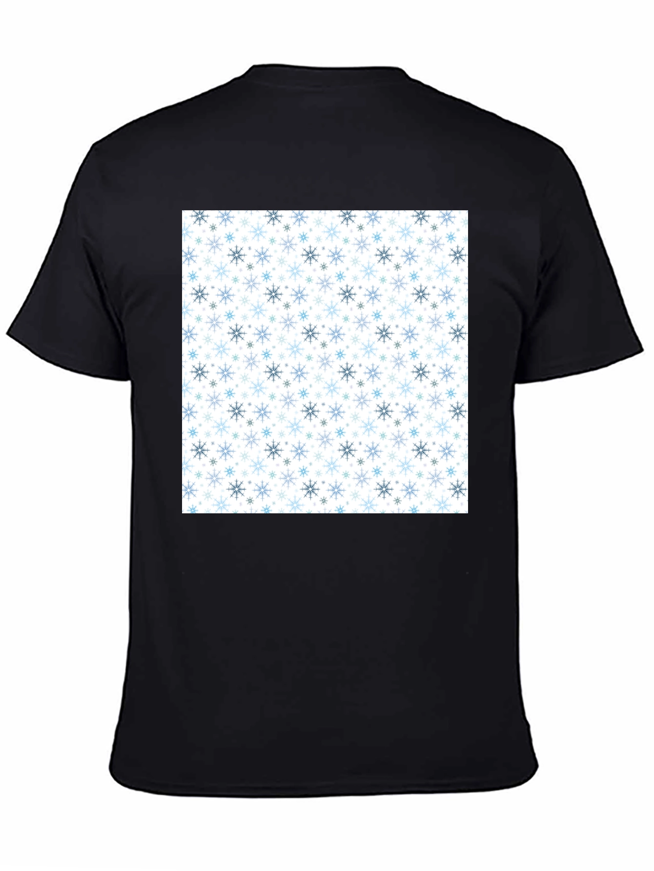 Black Snowflake Pattern Black T-Shirt view 4