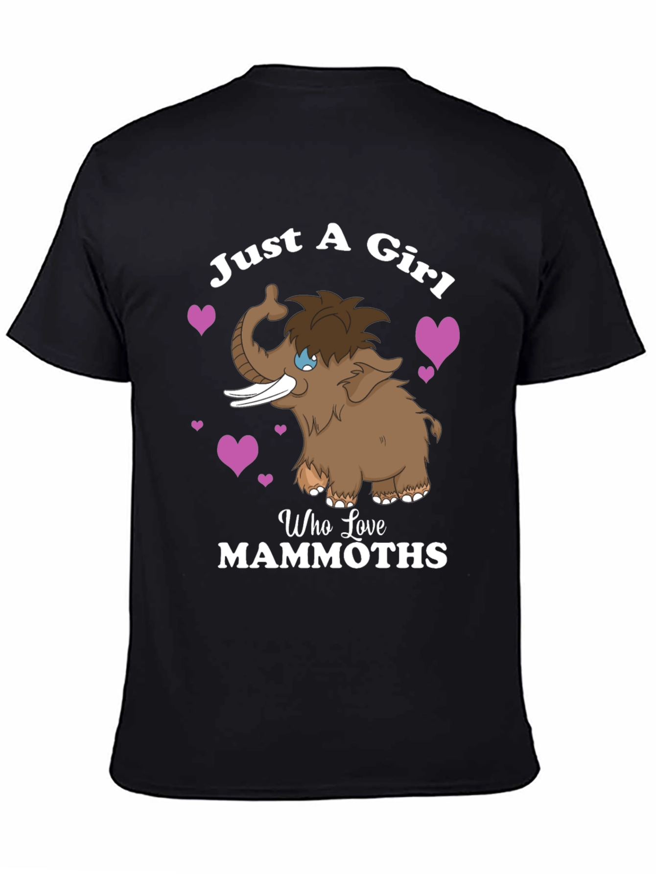 Black Just a Girl Who Loves Mammoths T-Shirt view 4