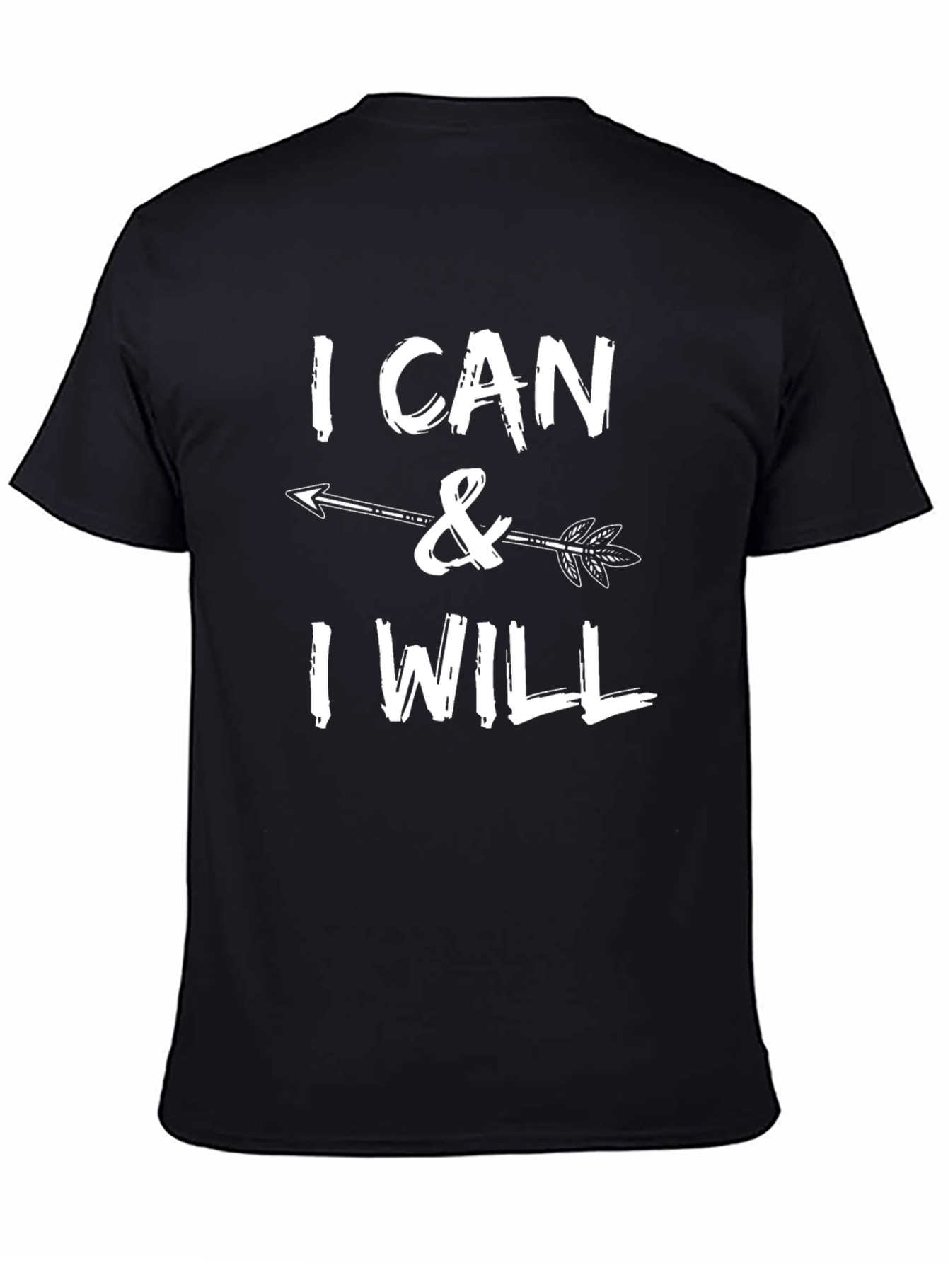 Black I Can & I Will Arrow Graphic Black T-Shirt view 4