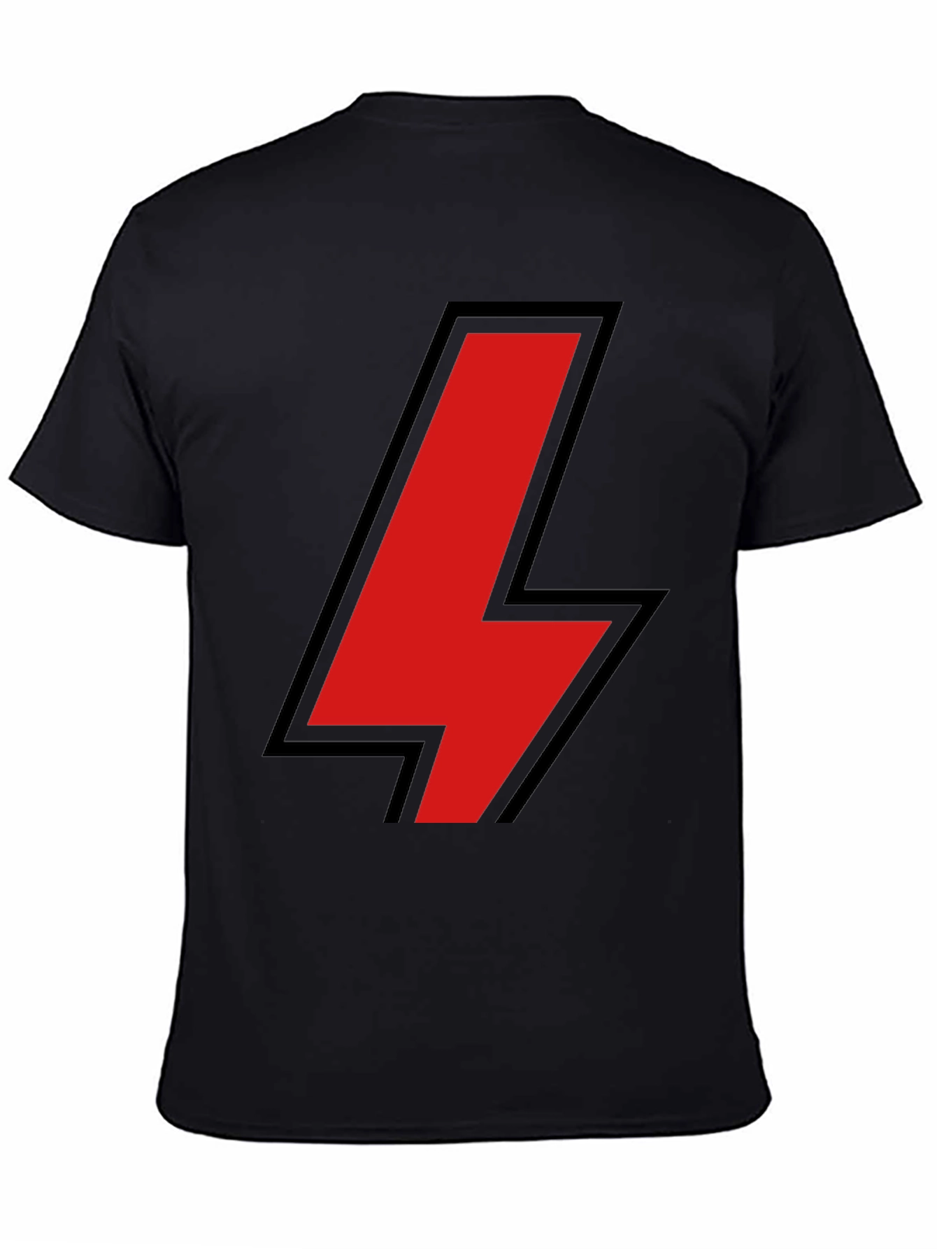 Black Black T-Shirt with Red Lightning Bolt Design view 4