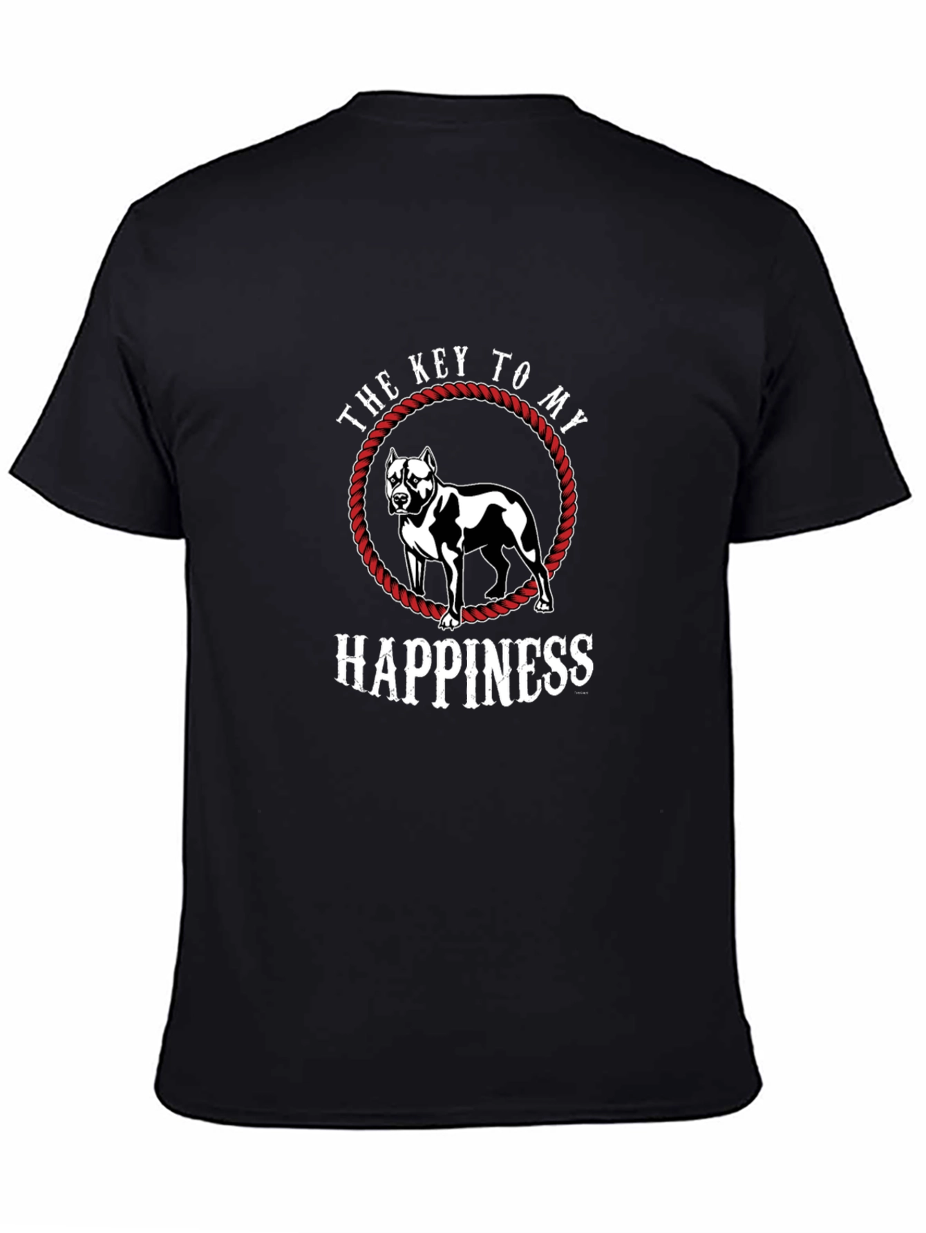 Black Pitbull Happiness Graphic Tee - Men's Black T-Shirt view 4