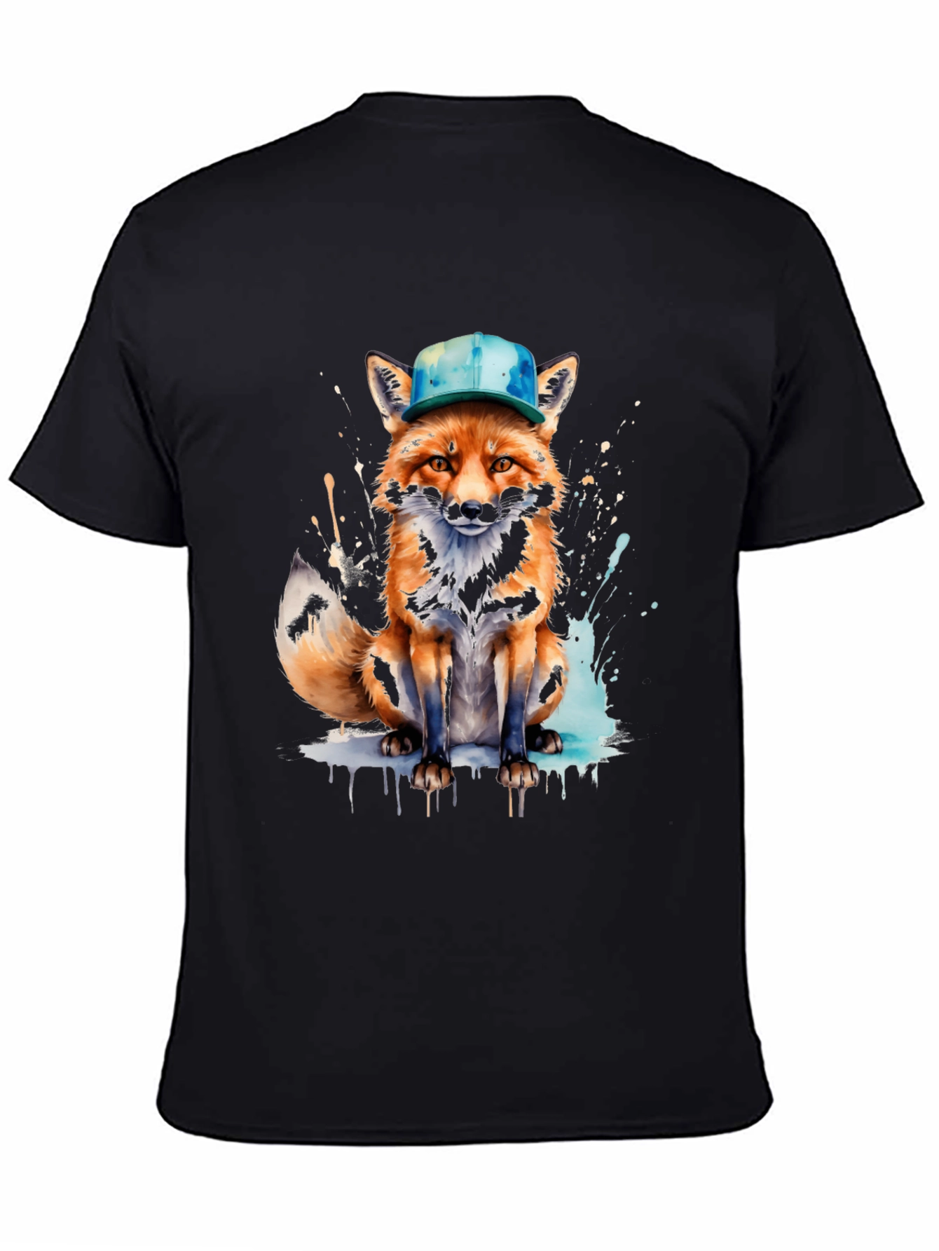 Black Fox with Hat Graphic Tee - Unique Design view 4