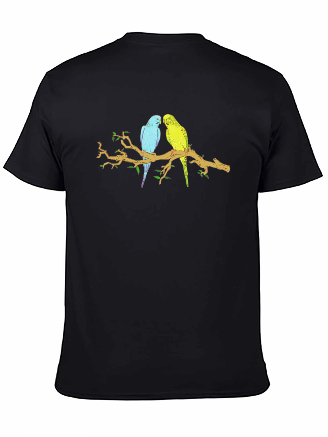 Black Parakeet Branch Graphic T-Shirt view 4