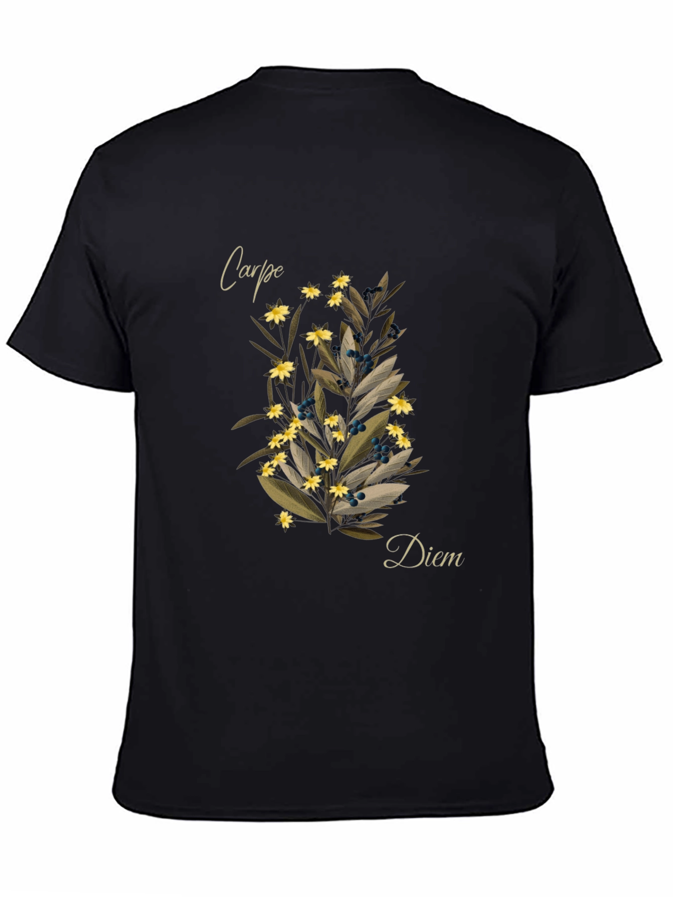 Black Carpe Diem Floral T-Shirt - Seize the Day view 4