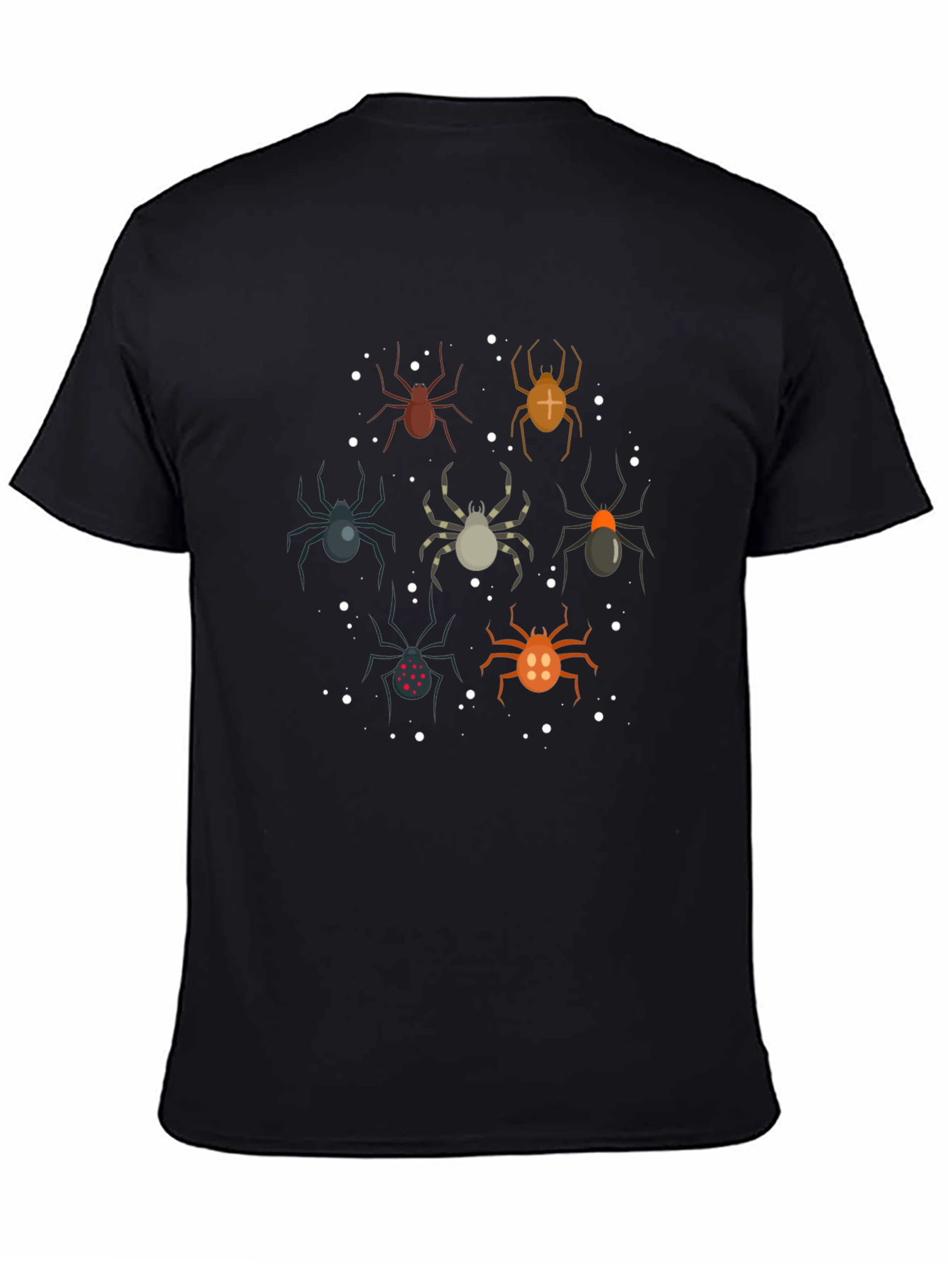 Black Spider Pattern Black T-Shirt view 4