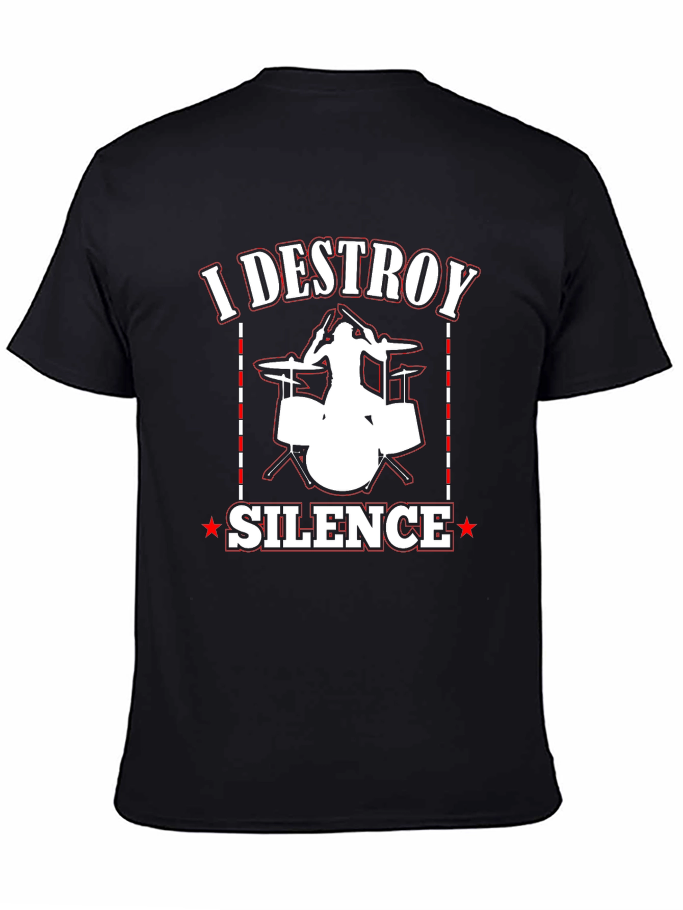 Black I DESTROY SILENCE Drummer T-Shirt view 4