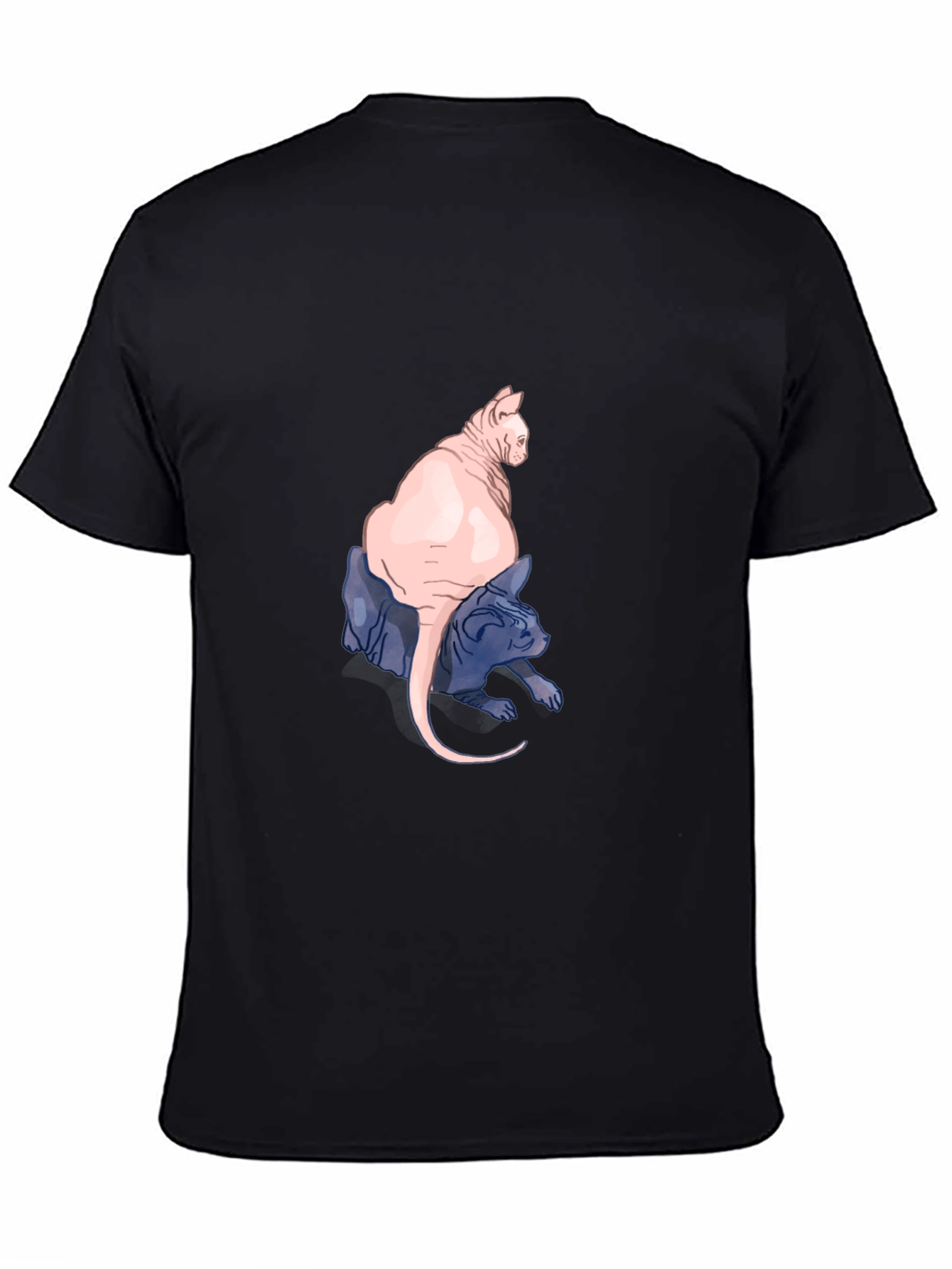 Black Two Hairless Cats Black T-Shirt view 4