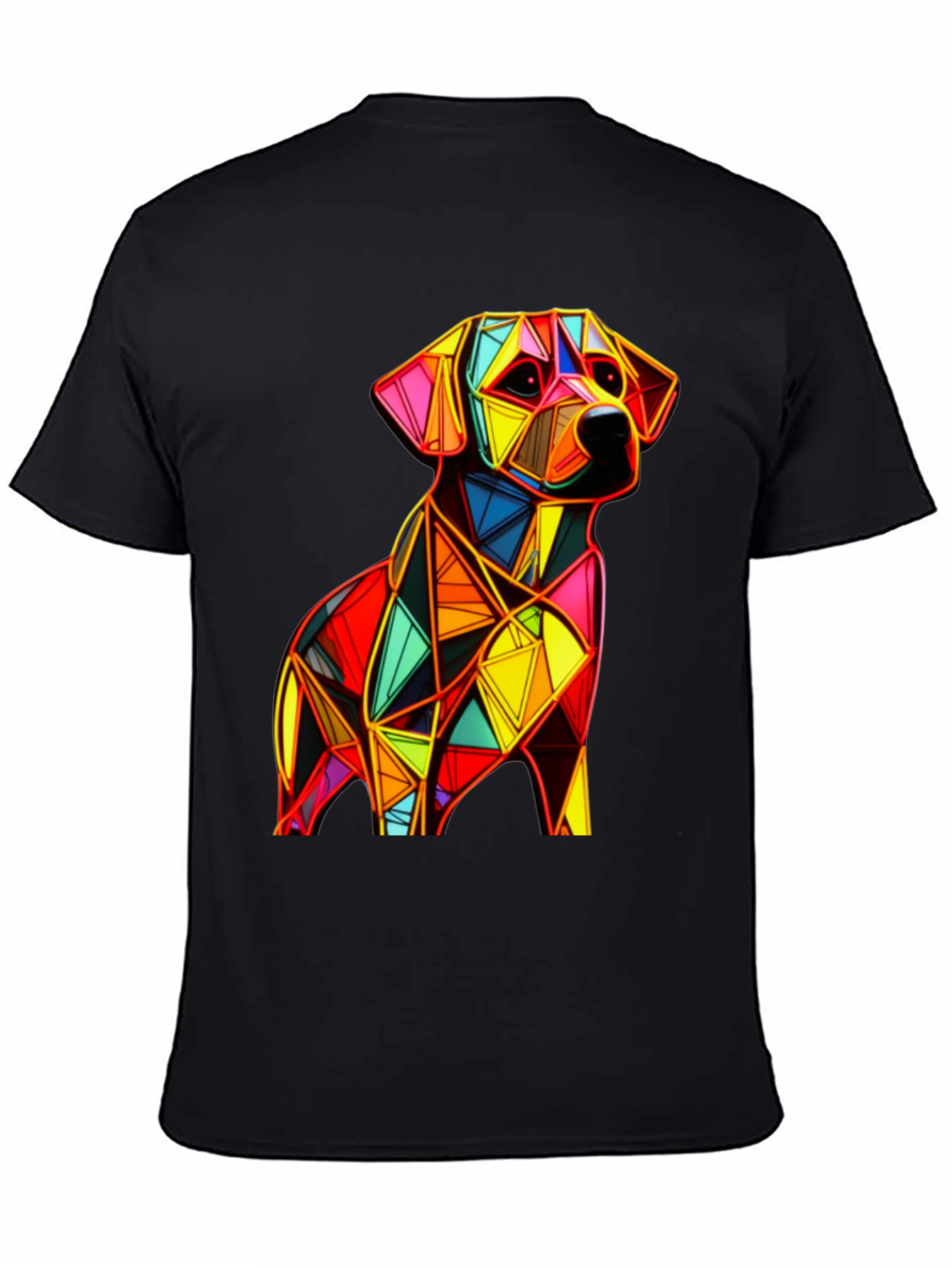 Black Geometric Dog Graphic Black T-Shirt view 4