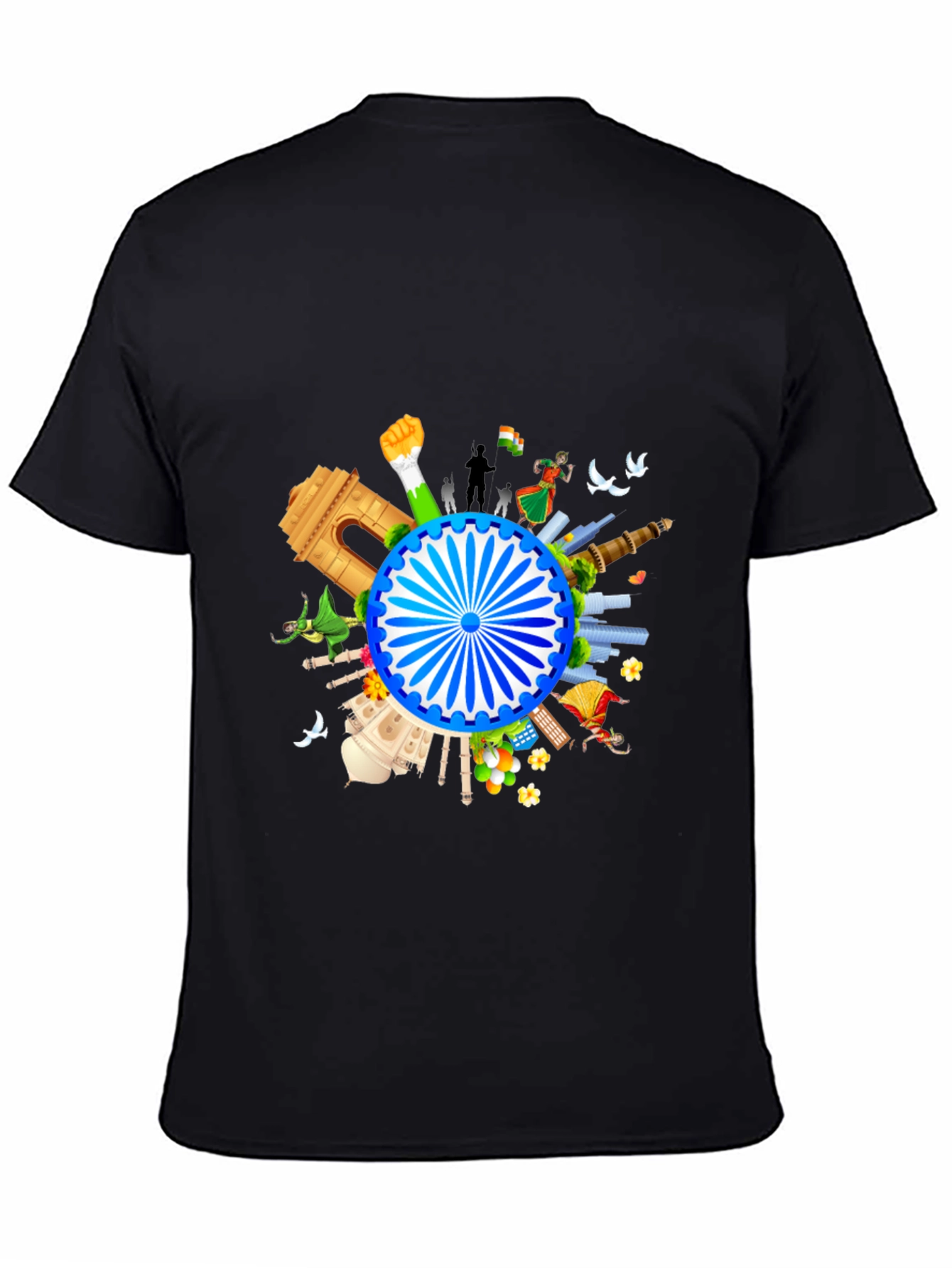 Black India Graphic Print Men's Black T-shirt view 4