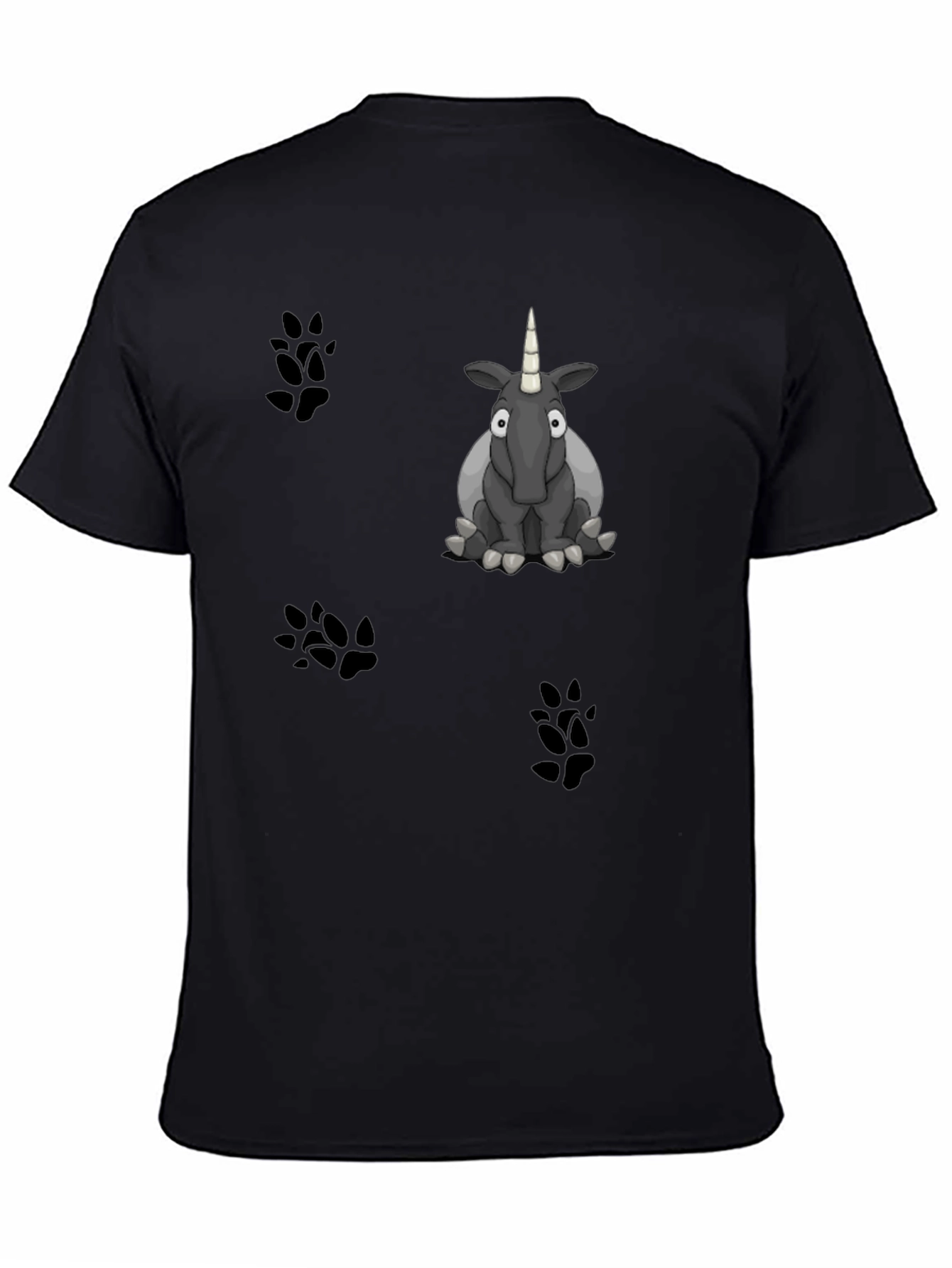 Black Cartoon Unicorn Graphic Print Black T-Shirt view 4