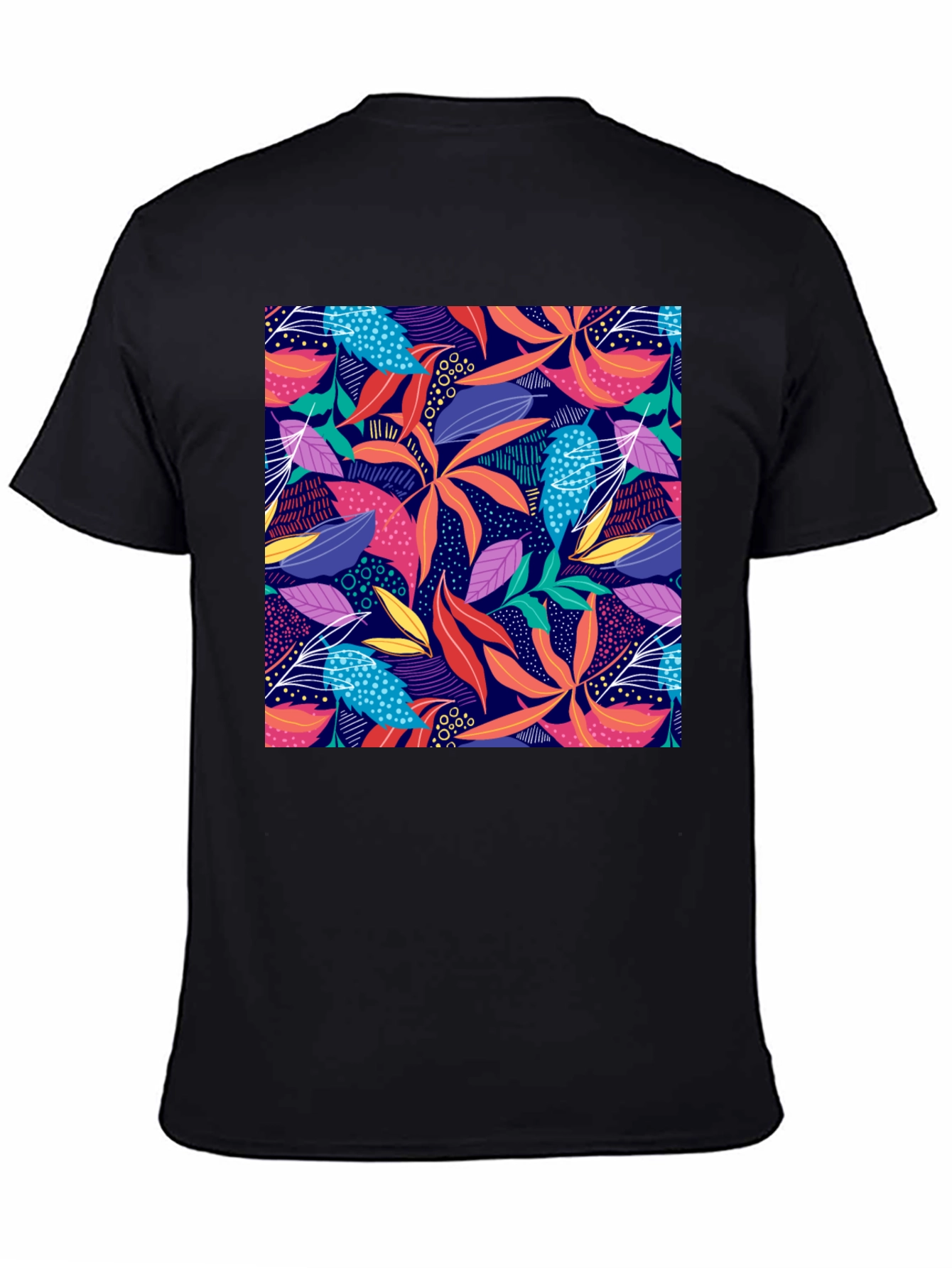 Black Vibrant Floral Print Black T-Shirt view 4