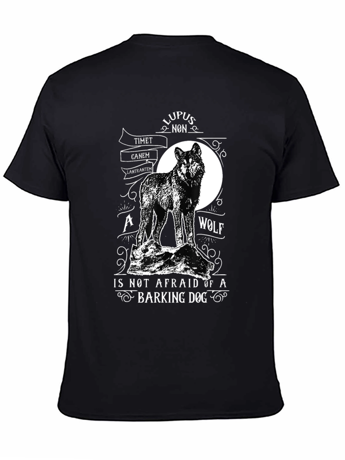 Black Wolf Graphic Tee - Lupus Non Timet Canem - Black Cotton view 4
