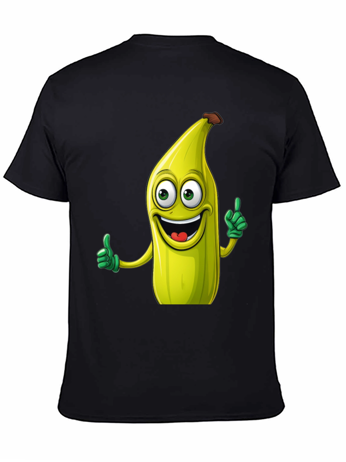 Black Funny Banana Cartoon Black T-Shirt view 4