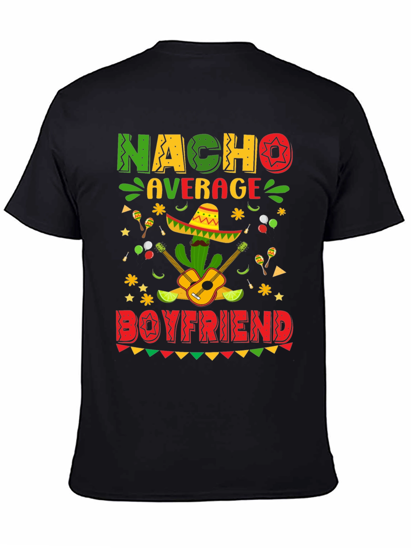 Black Nacho Average Boyfriend Graphic T-Shirt view 4