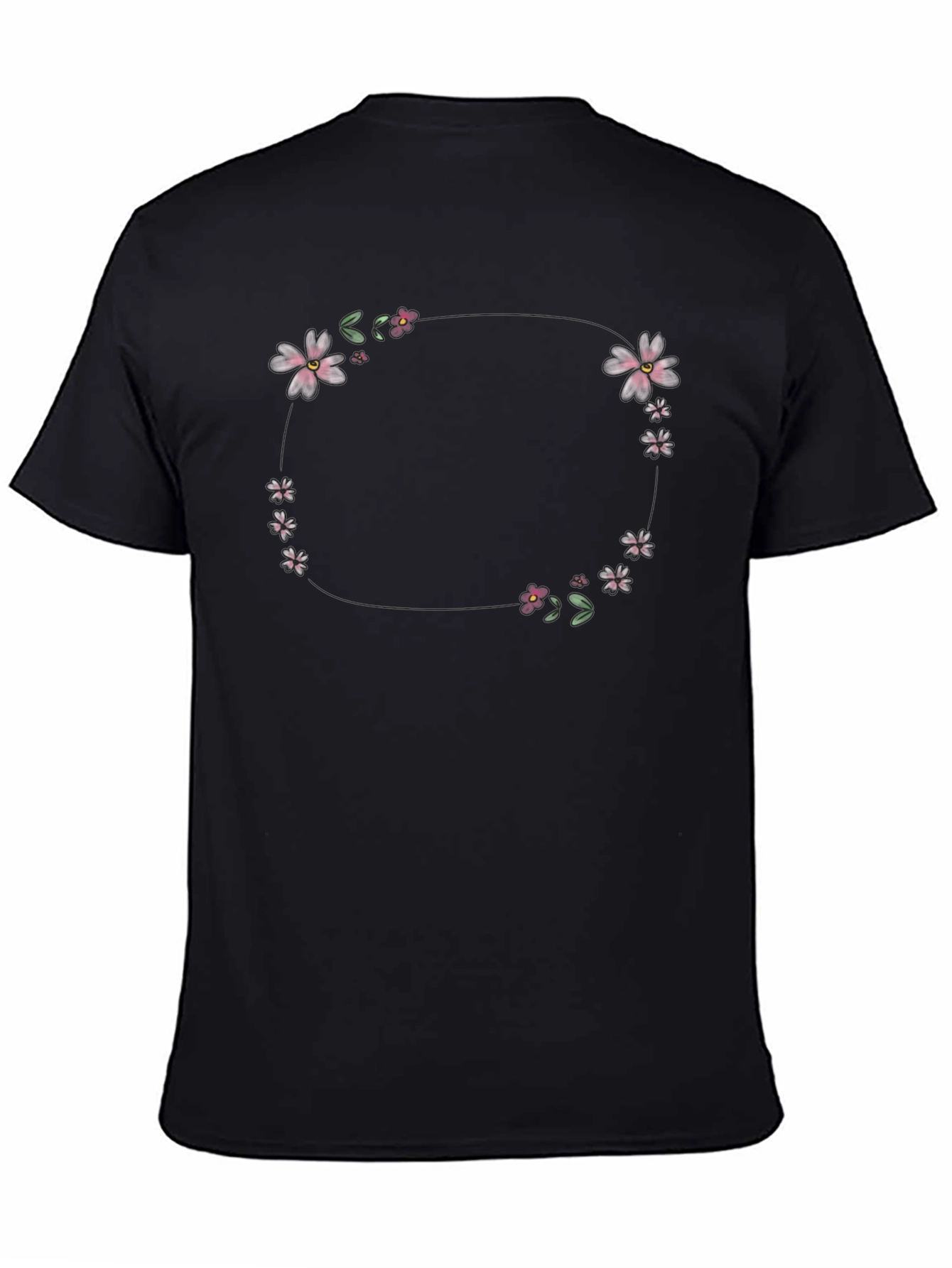 Black Floral Wreath Graphic T-Shirt view 4