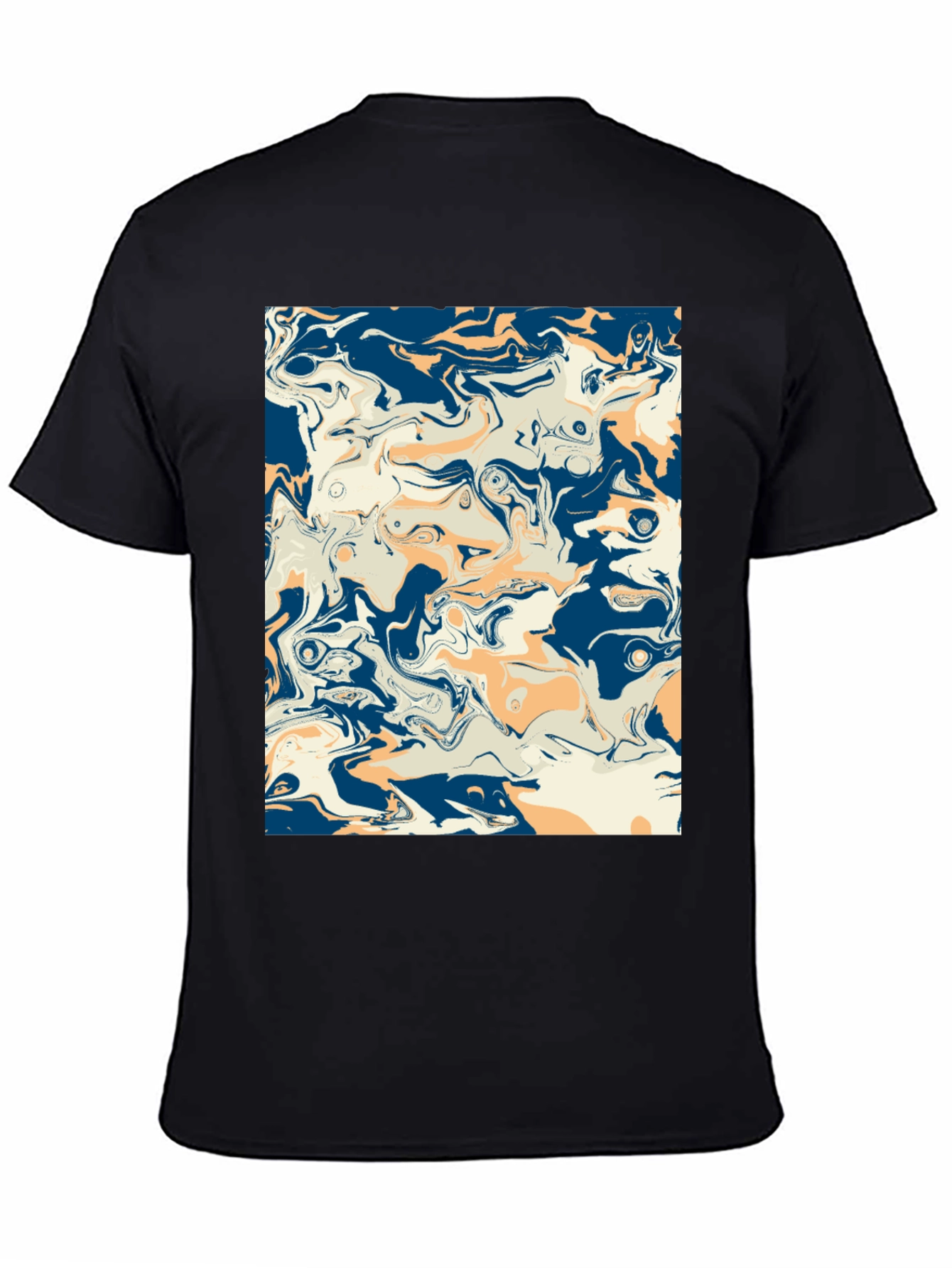 Black Abstract Swirl Graphic Tee - Stylish Men's Black T-Shirt view 4