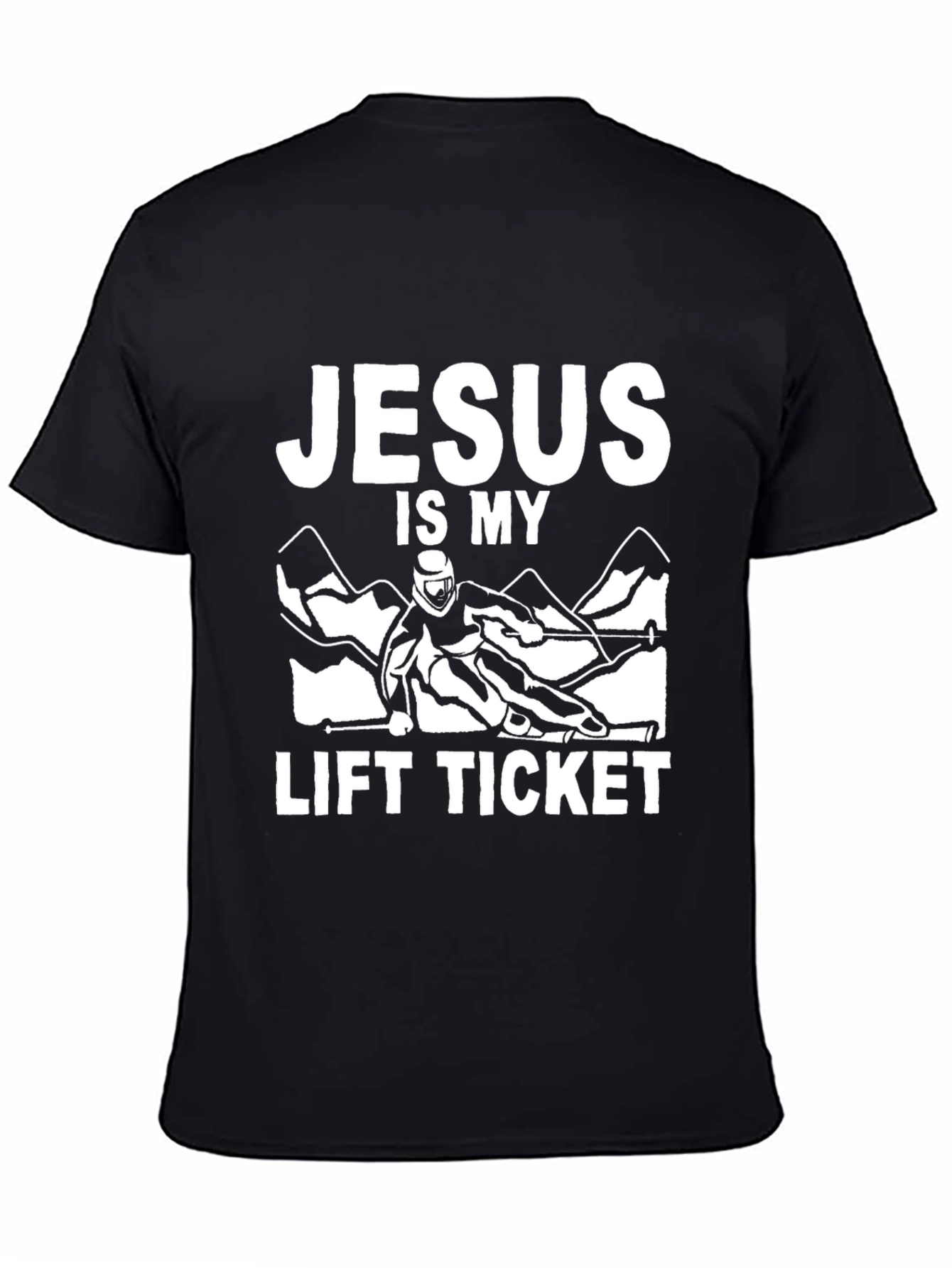 Black Jesus is My Lift Ticket Black T-Shirt view 4