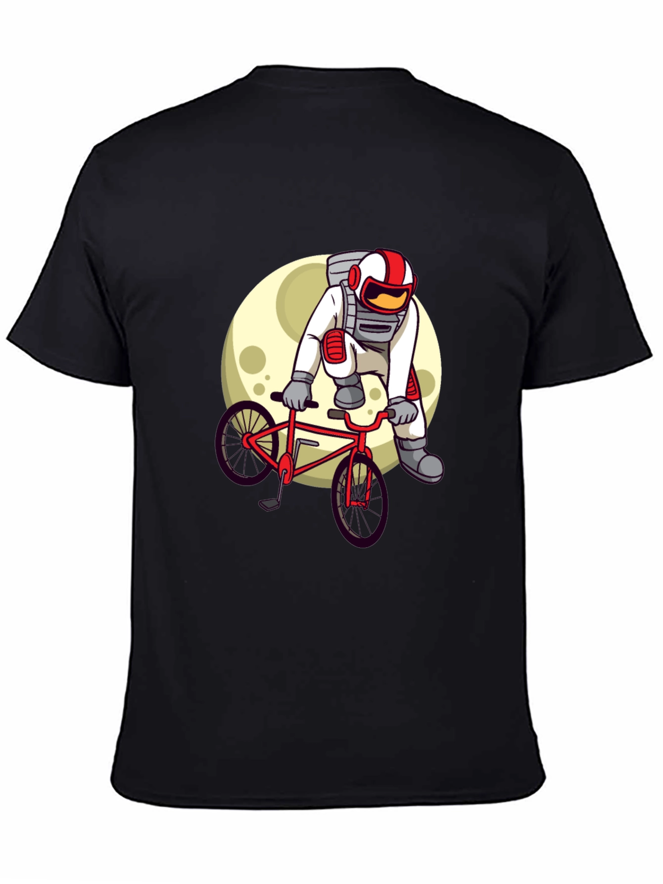 Black Astronaut Biker Graphic Tee - Space Adventure Shirt view 4