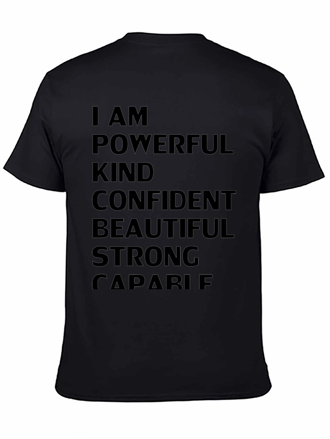 Black Empowering Affirmations T-Shirt: Powerful, Kind, Confident view 4