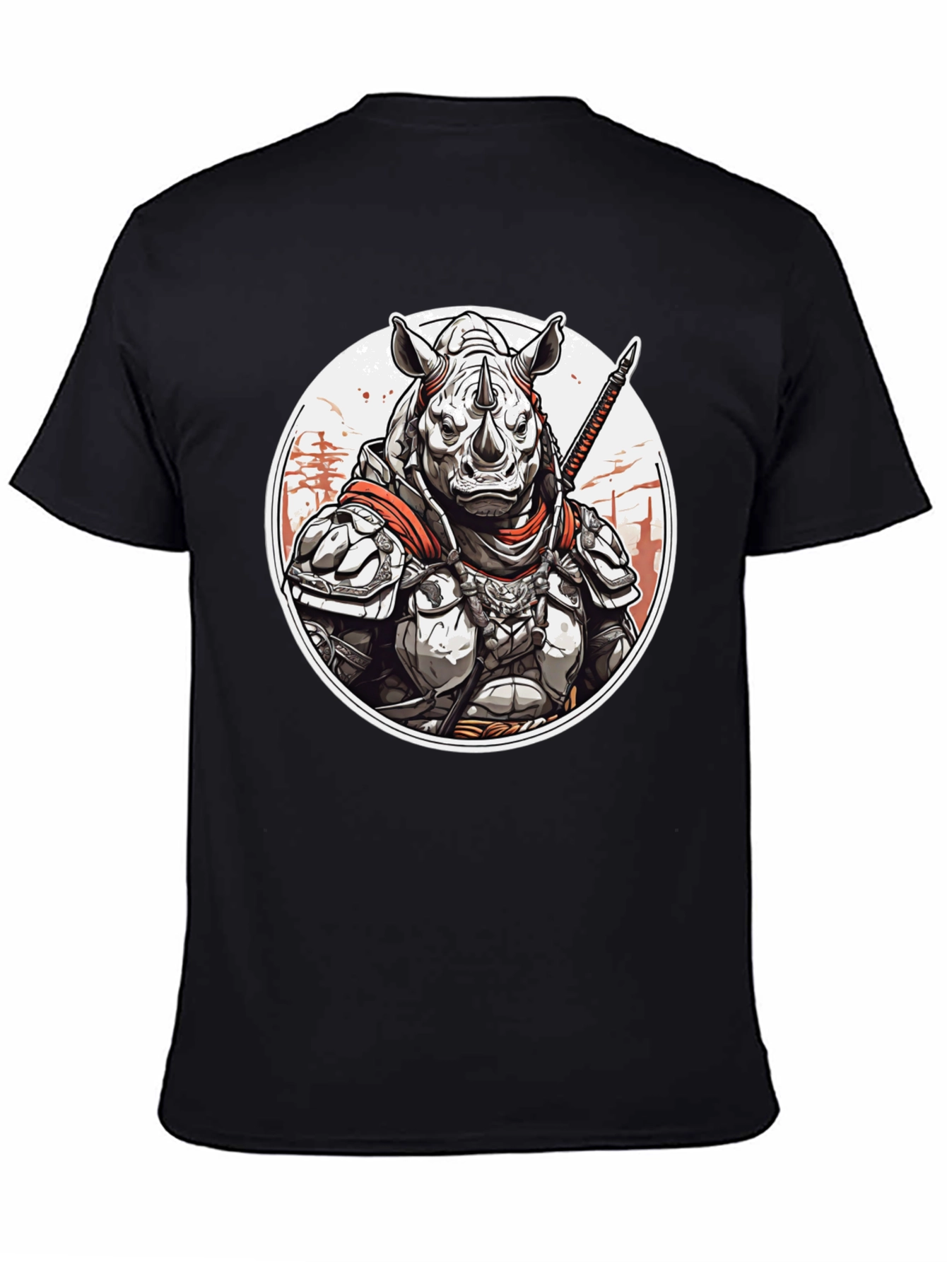Black Armored Rhino Warrior Graphic Tee view 4