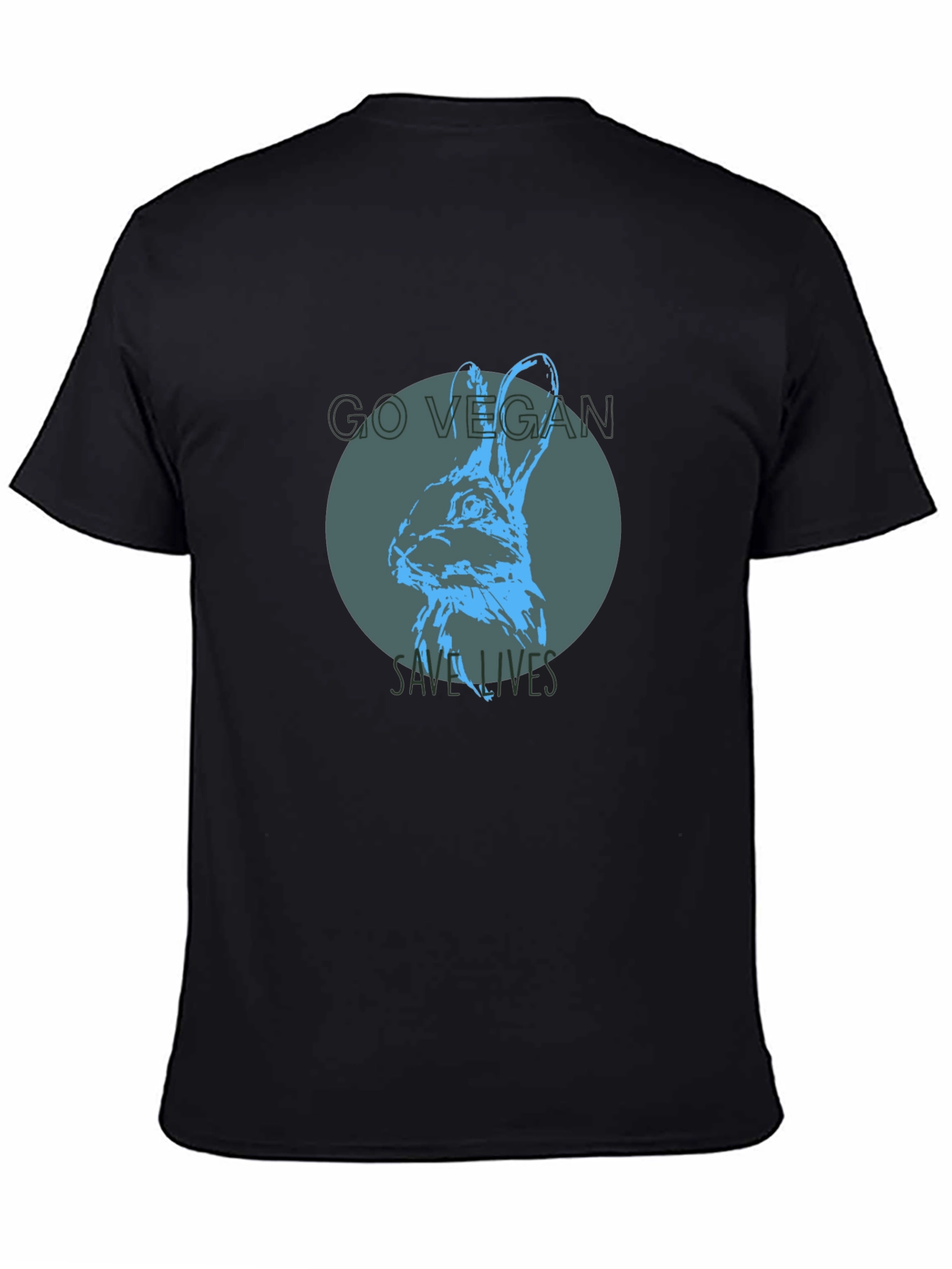 Black Vegan Rabbit Graphic Tee - Save Lives view 4